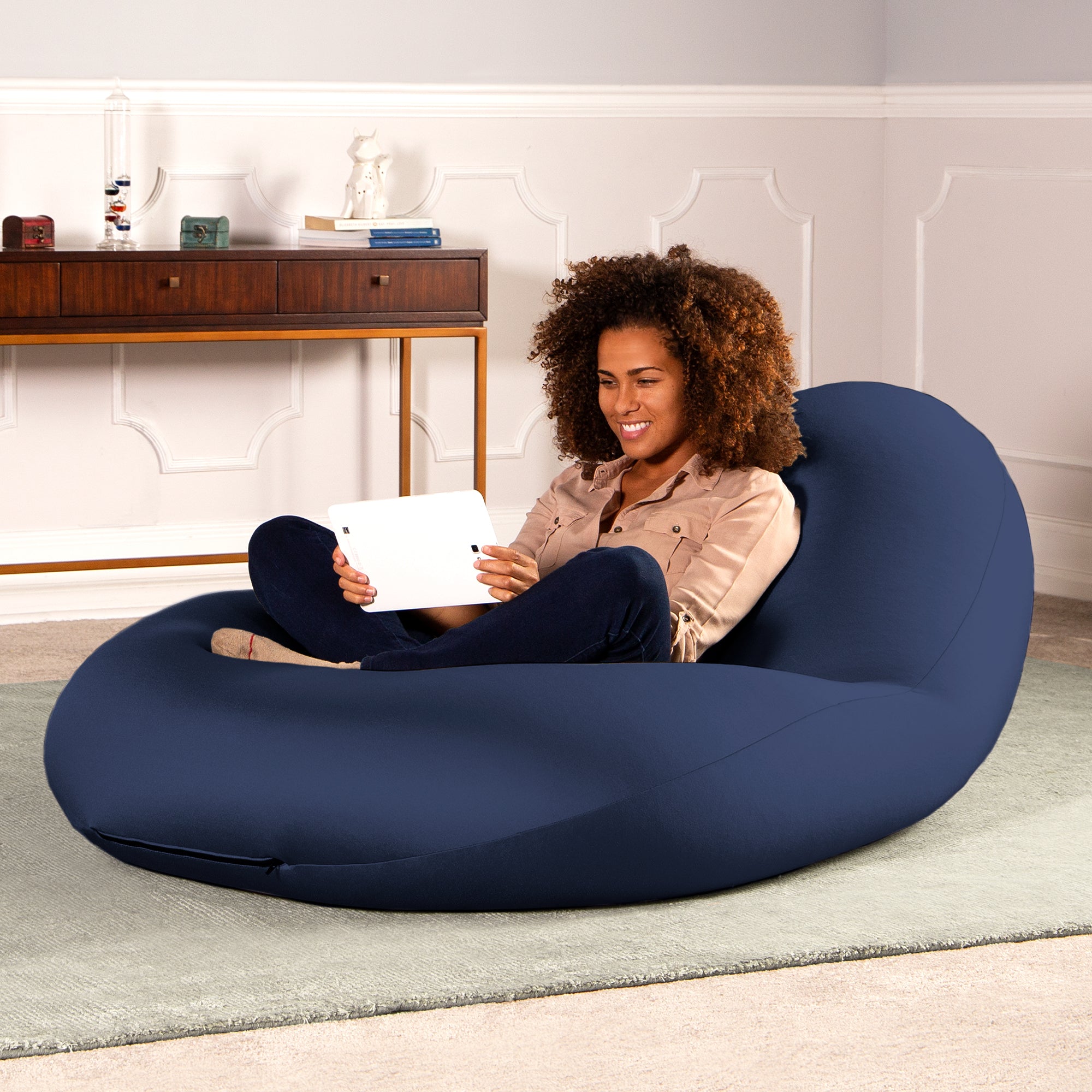 Nimbus Spandex Bean Bag Chair, Large, Navy