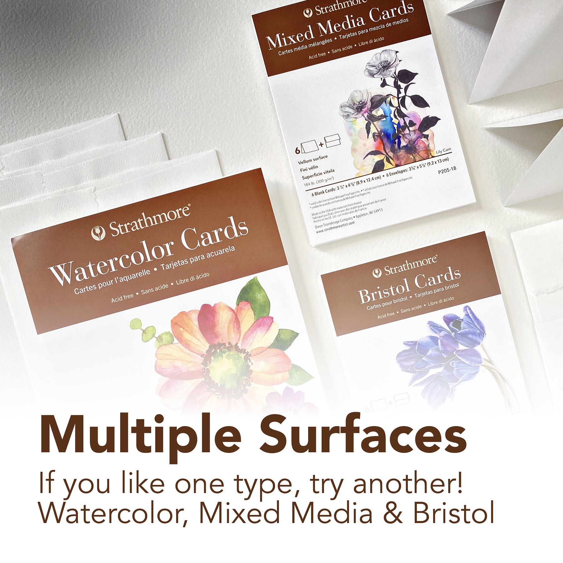 400 Series Watercolor Cards & Envelopes, Full Size, 5x6.875 inch, 6 Pack