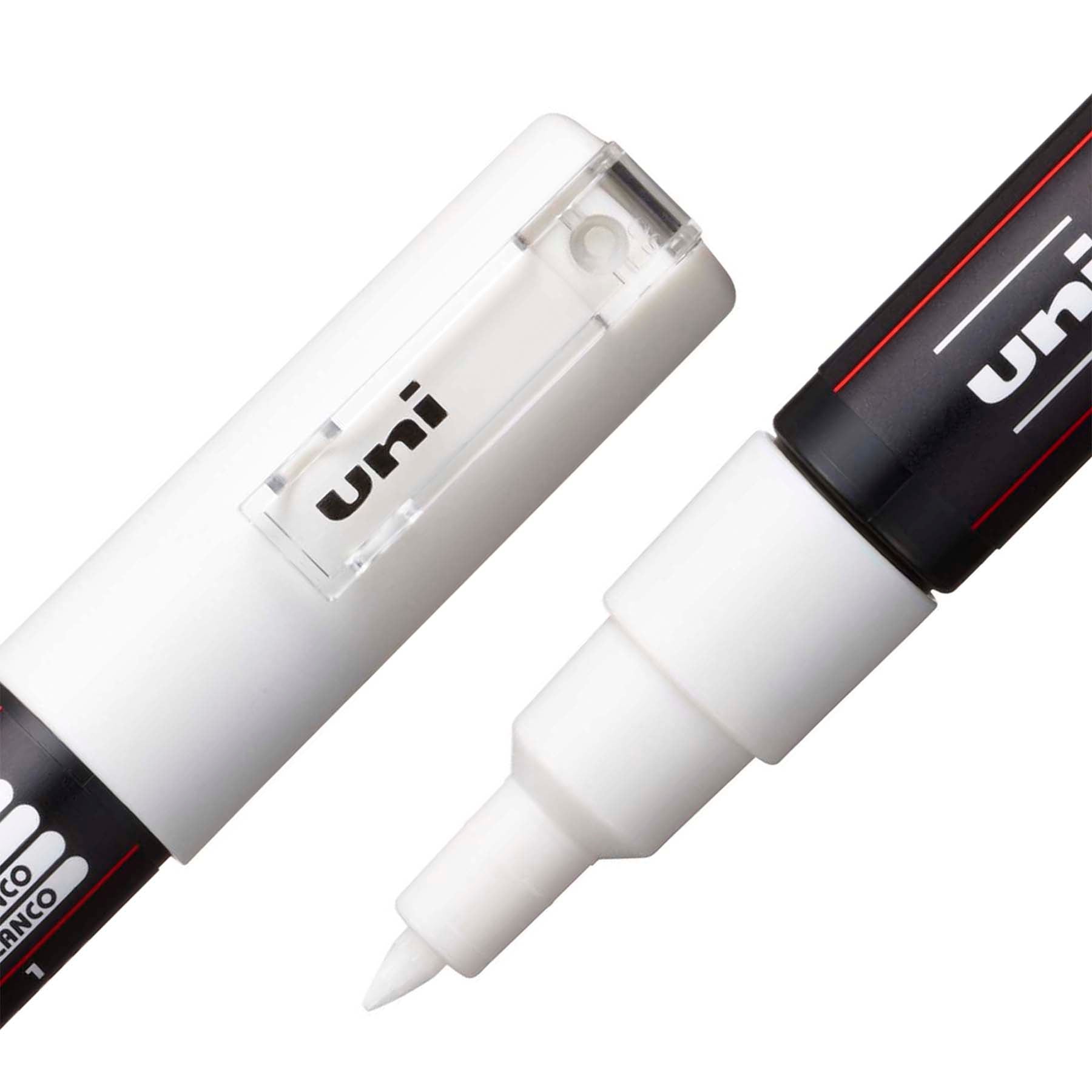 PC-1M Paint Marker, Extra Fine Bullet Tip (0.7-1.0 mm), White, Pack of 3