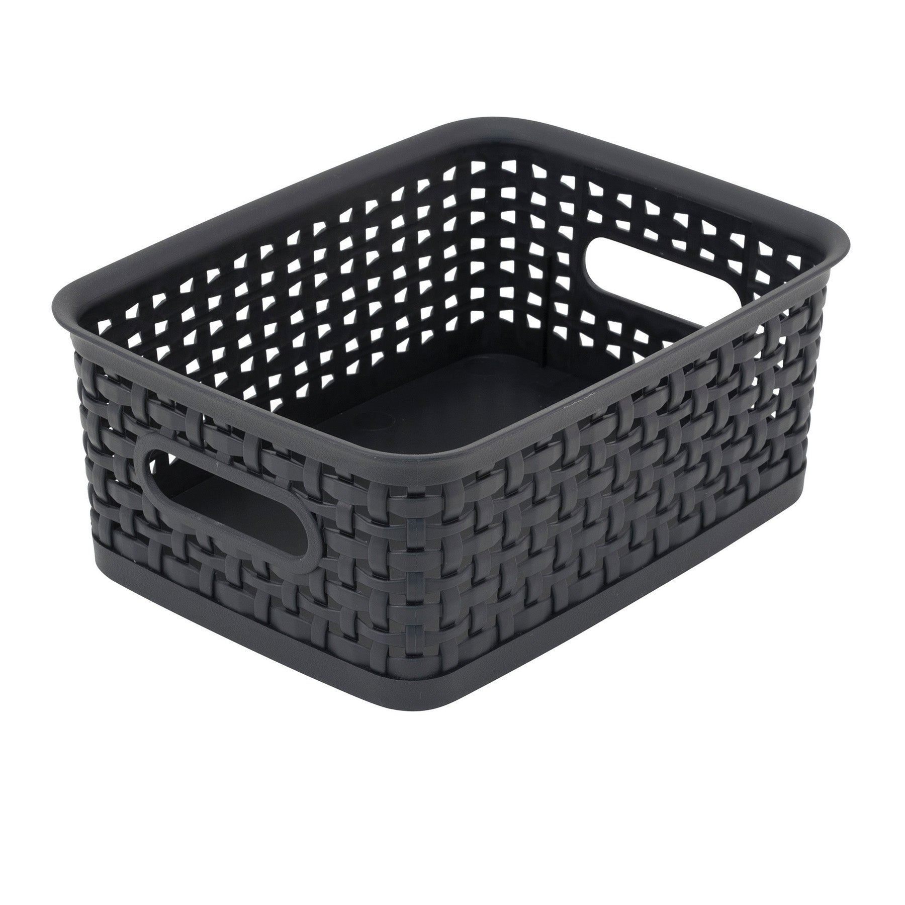 Black Plastic Weave Bins, Small, Pack of 3