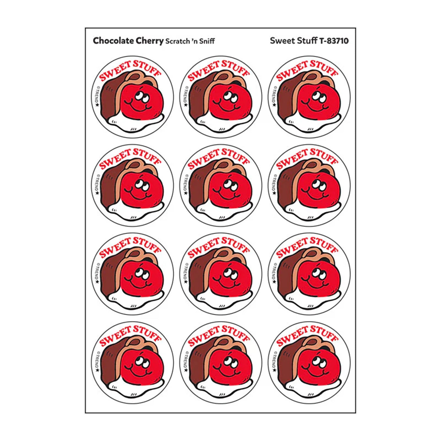 Sweet Stuff/Chocolate Cherry scent Retro Scratch 'n Sniff Stinky Stickers®, 24 Per Pack, 6 Packs