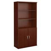 Bush Business Furniture Series C 36W 5 Shelf Bookcase with Doors in Mahogany - 35.71" Width x 15.35" Depth x 72.8" Height