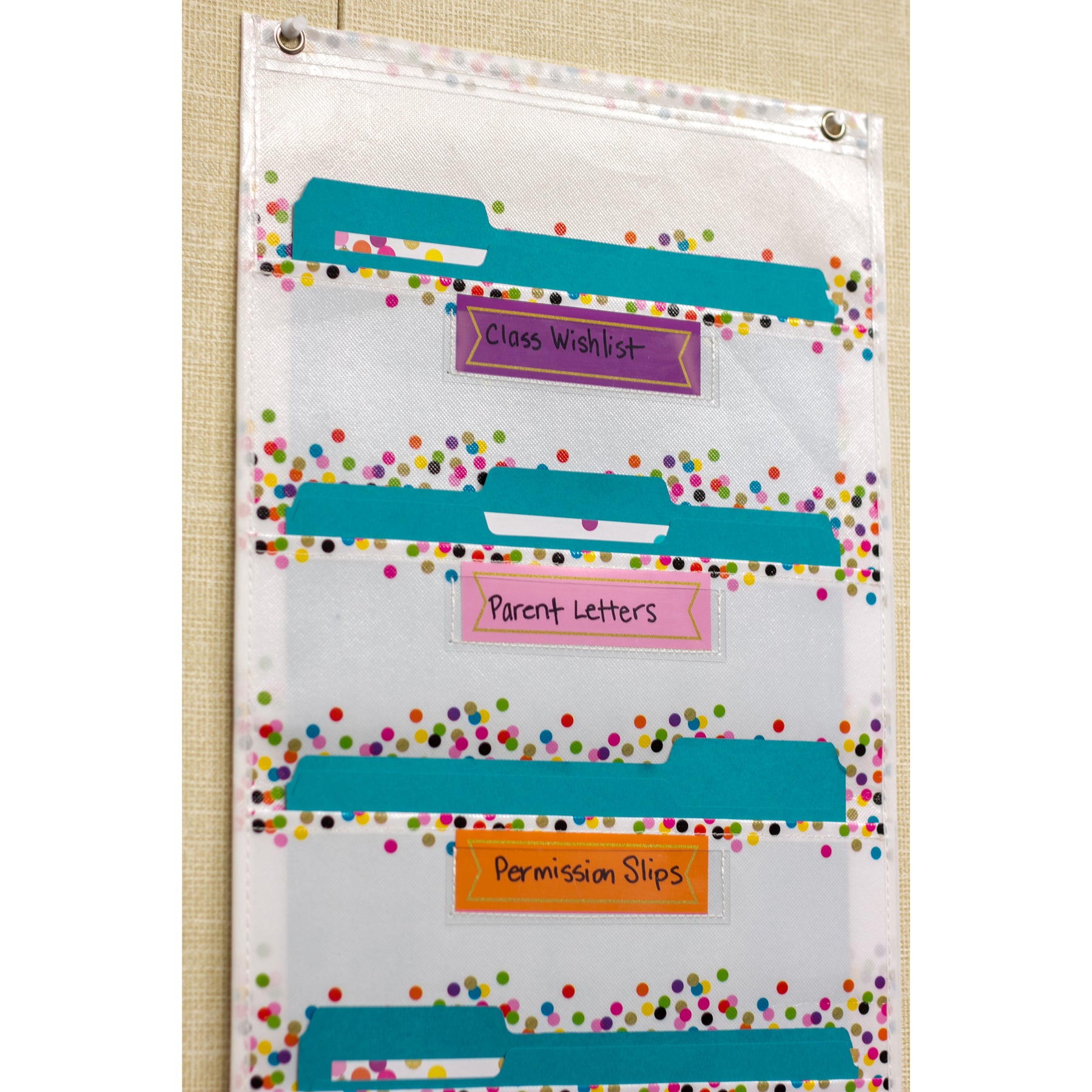 Confetti 10 Pocket File Storage Pocket Chart (14" x 58")
