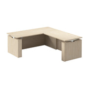 Bush Business Furniture Stratus&nbsp;72W x&nbsp;78D Electric Height Adjustable L Shaped Standing Desk in Natural Elm with White Base - 71.02" Width x 76.97" Depth x 27.44" Height