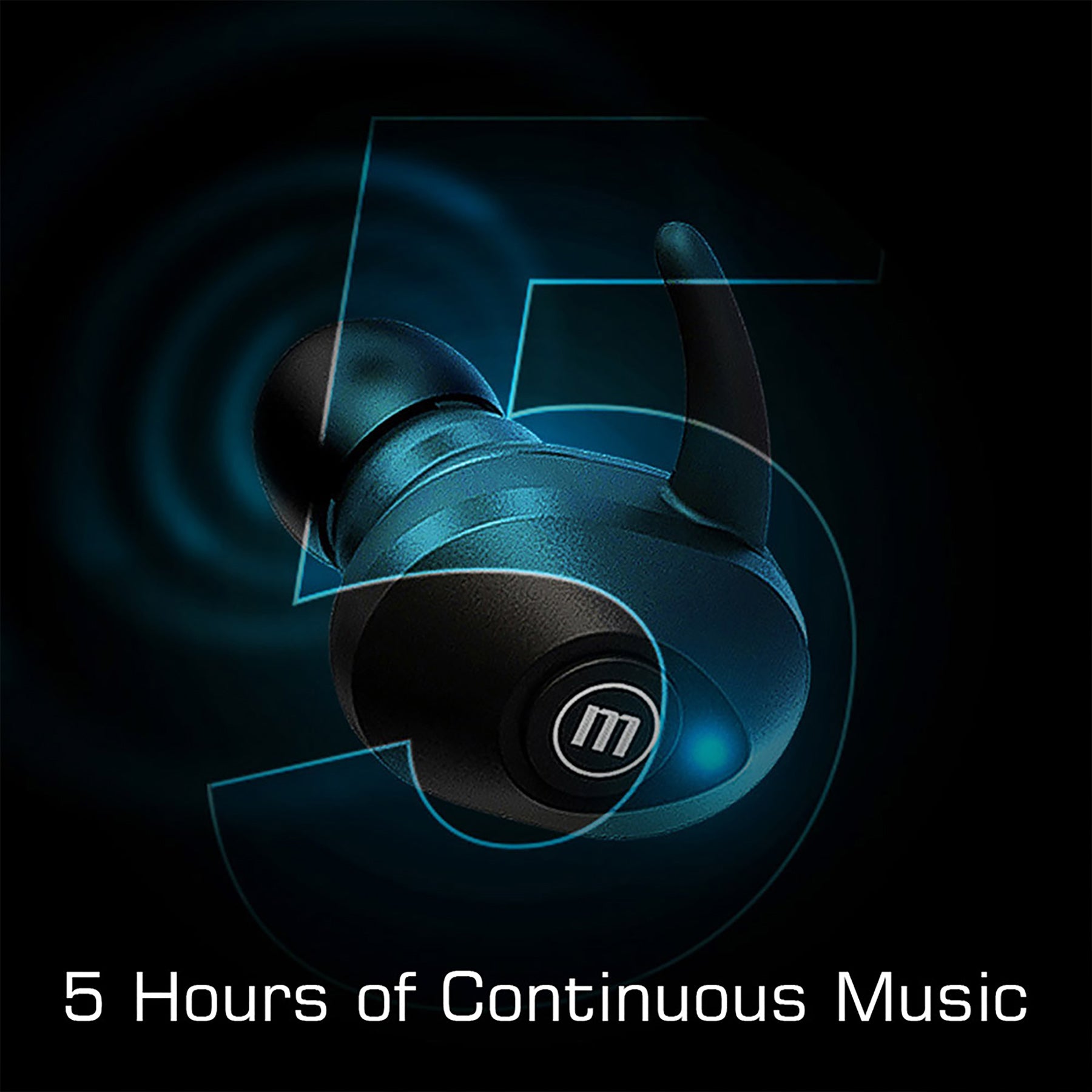 Mini True Wireless Earfin Style Earbuds, Black