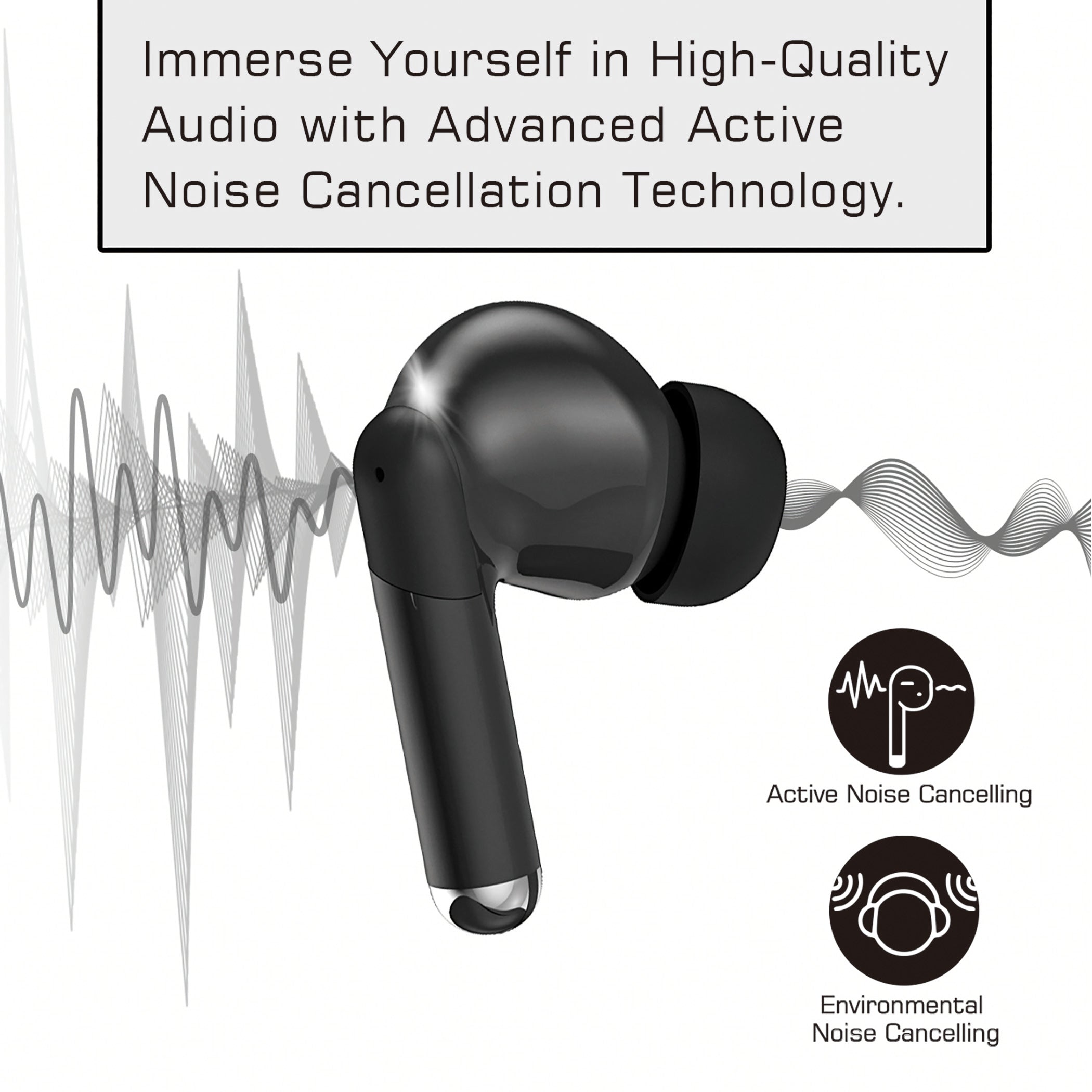 Bass 13 True Wireless Earbuds, Noise Cancelling, Black