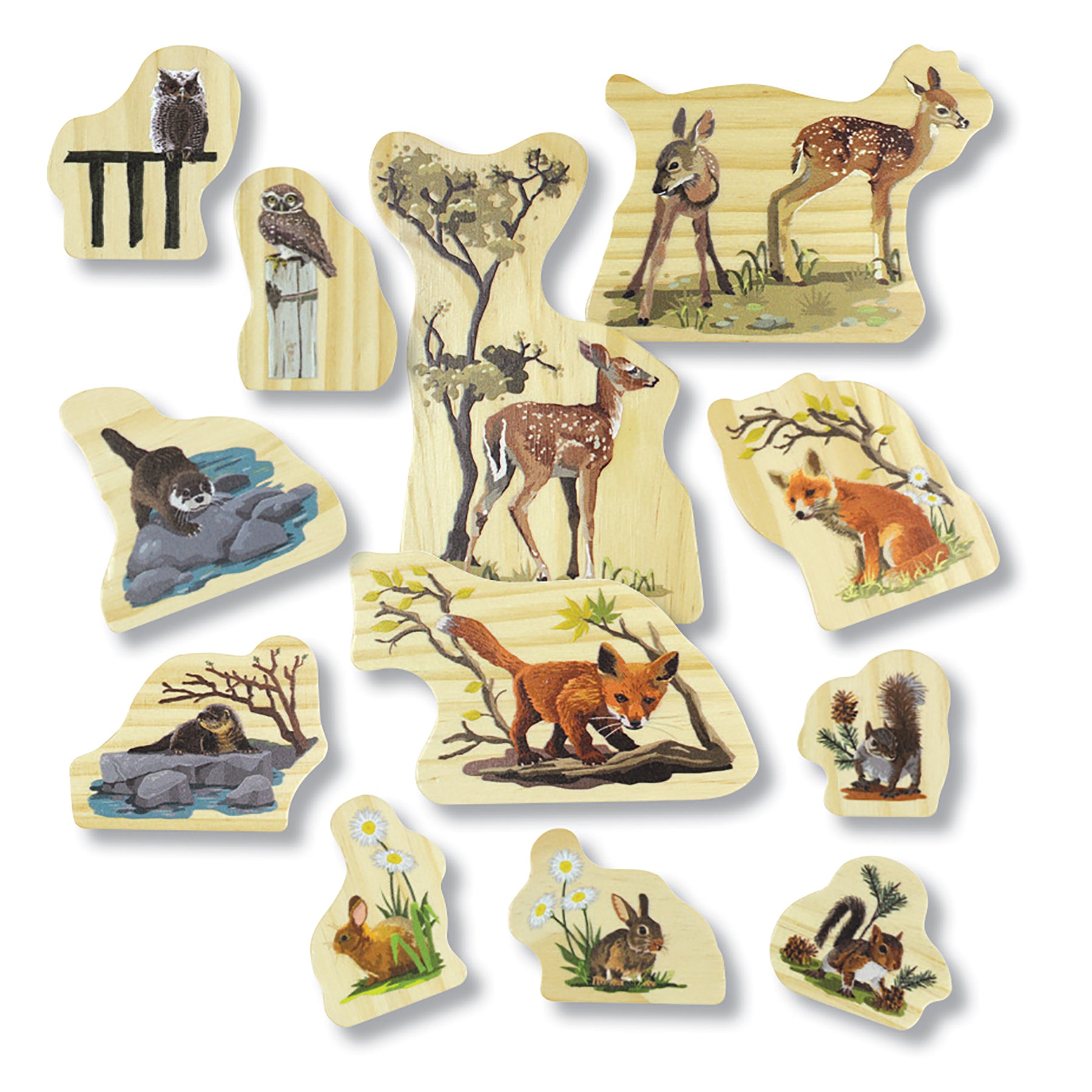 Woodland Animal Families Wooden Characters