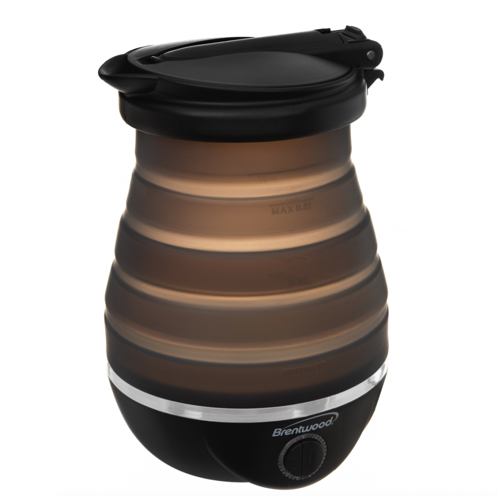 Brentwood BREKT1508BK Dual Voltage Collapsible Travel Kettle, Black