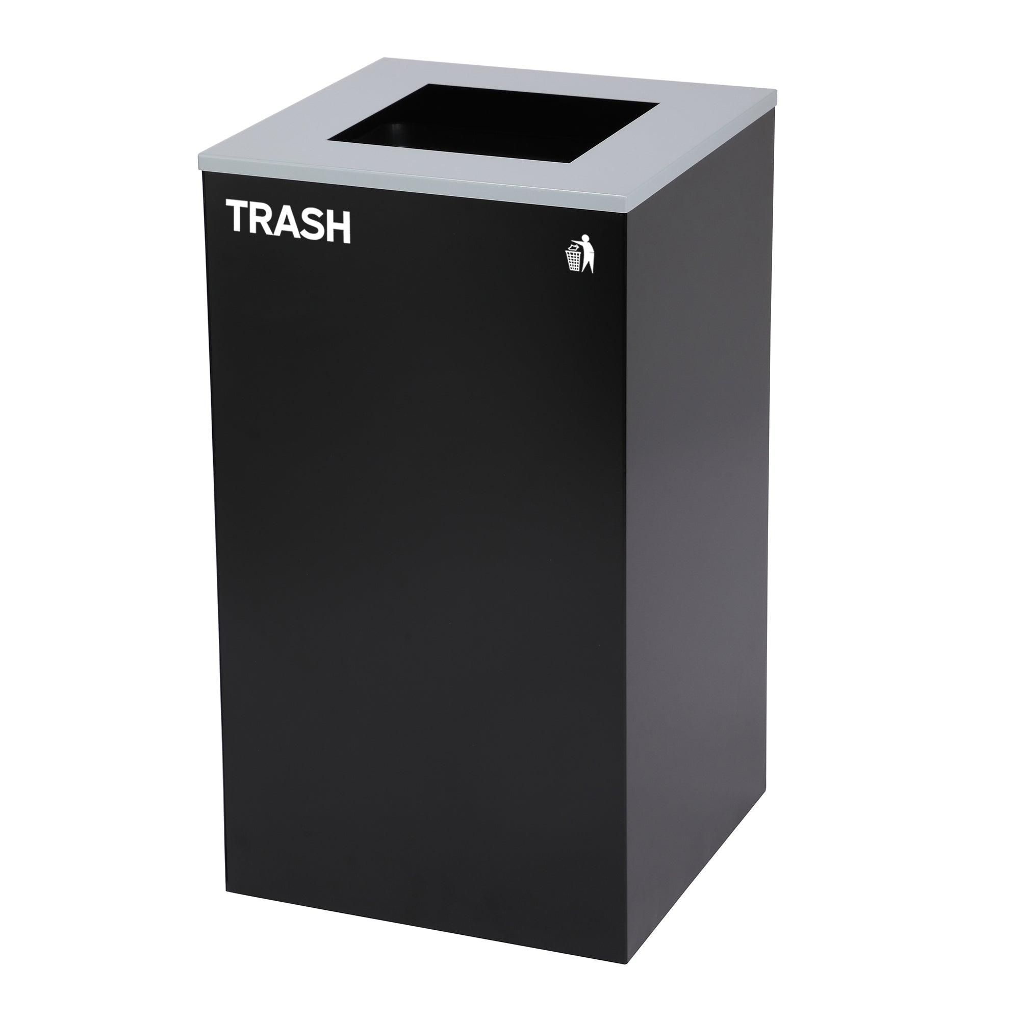 Alpine Industries 87 Gal. 3-Stream Steel Blue Recycling, Green Recycling, and Black Commercial Trash Can Station