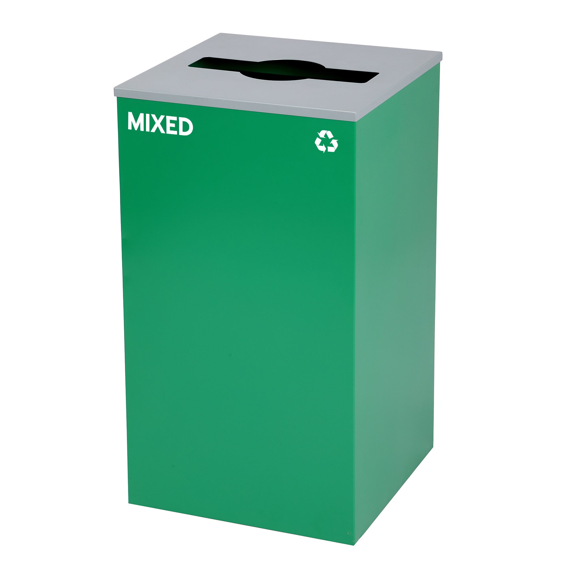 Alpine Industries 87 Gal. 3-Stream Steel Blue Recycling, Green Mixed, and Black Commercial Trash Can Station