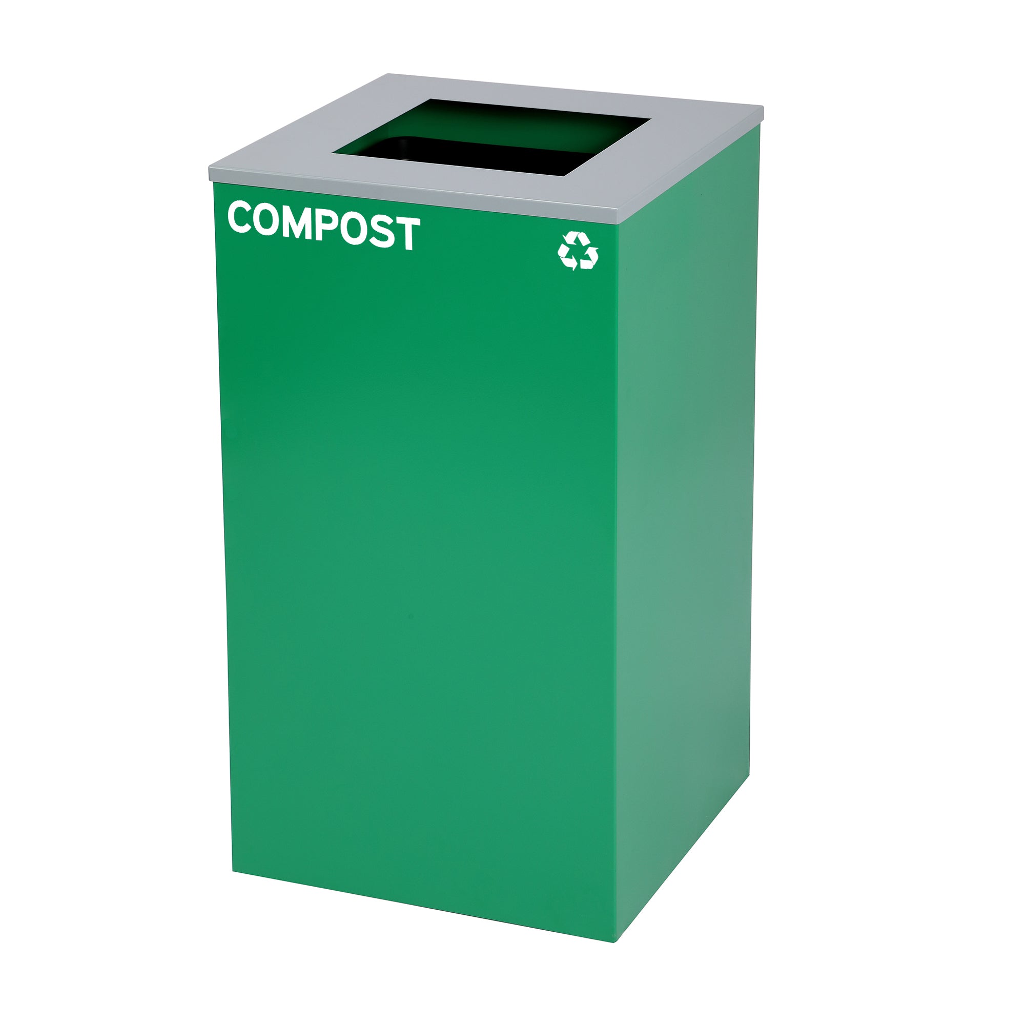 Alpine Industries 87 Gal. 3-Stream Steel Square Open Top Trash Can and Green Recycling Station and Compost Receptacle