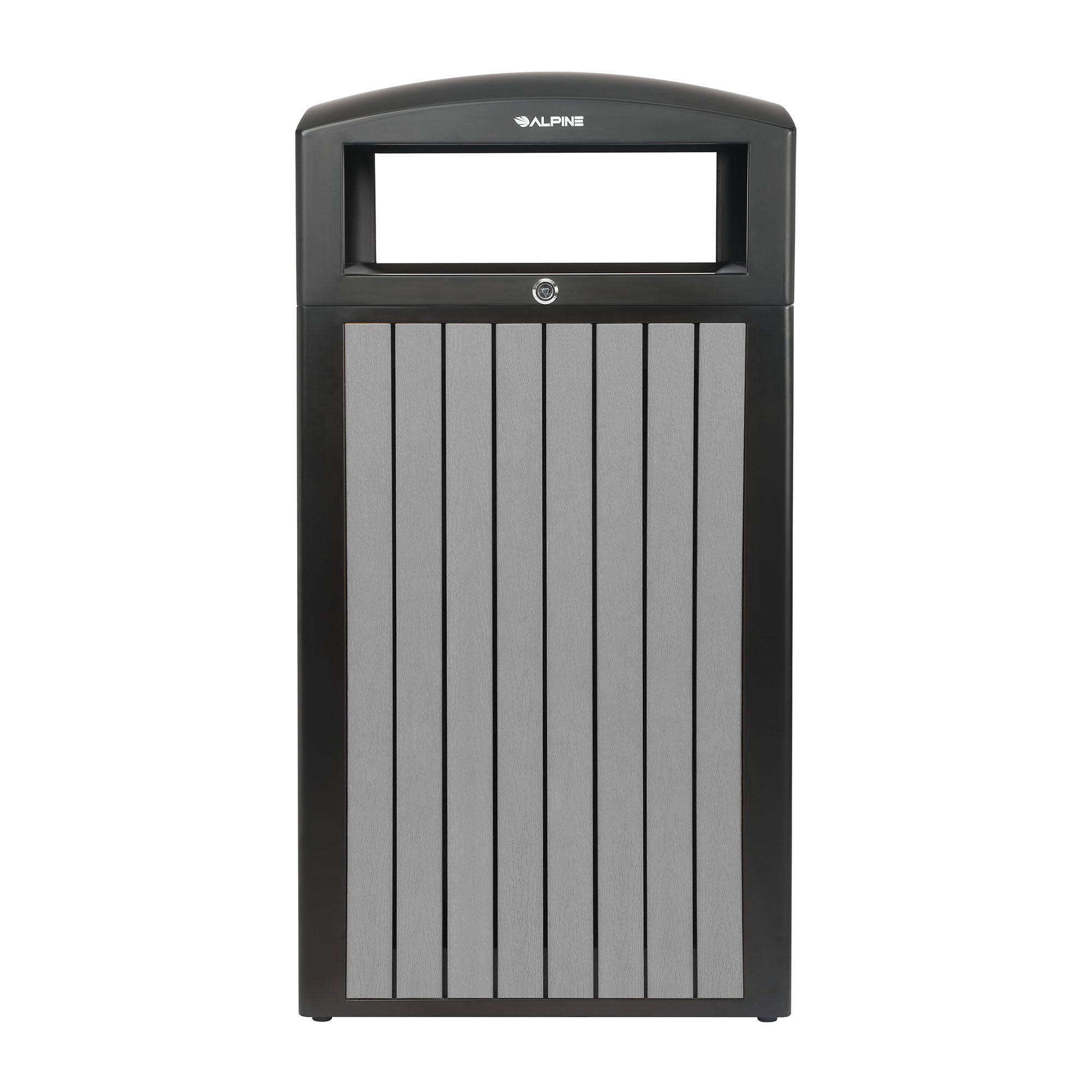 40-Gallon Outdoor Trash Container with Slatted Recycled Plastic Panels - Grey