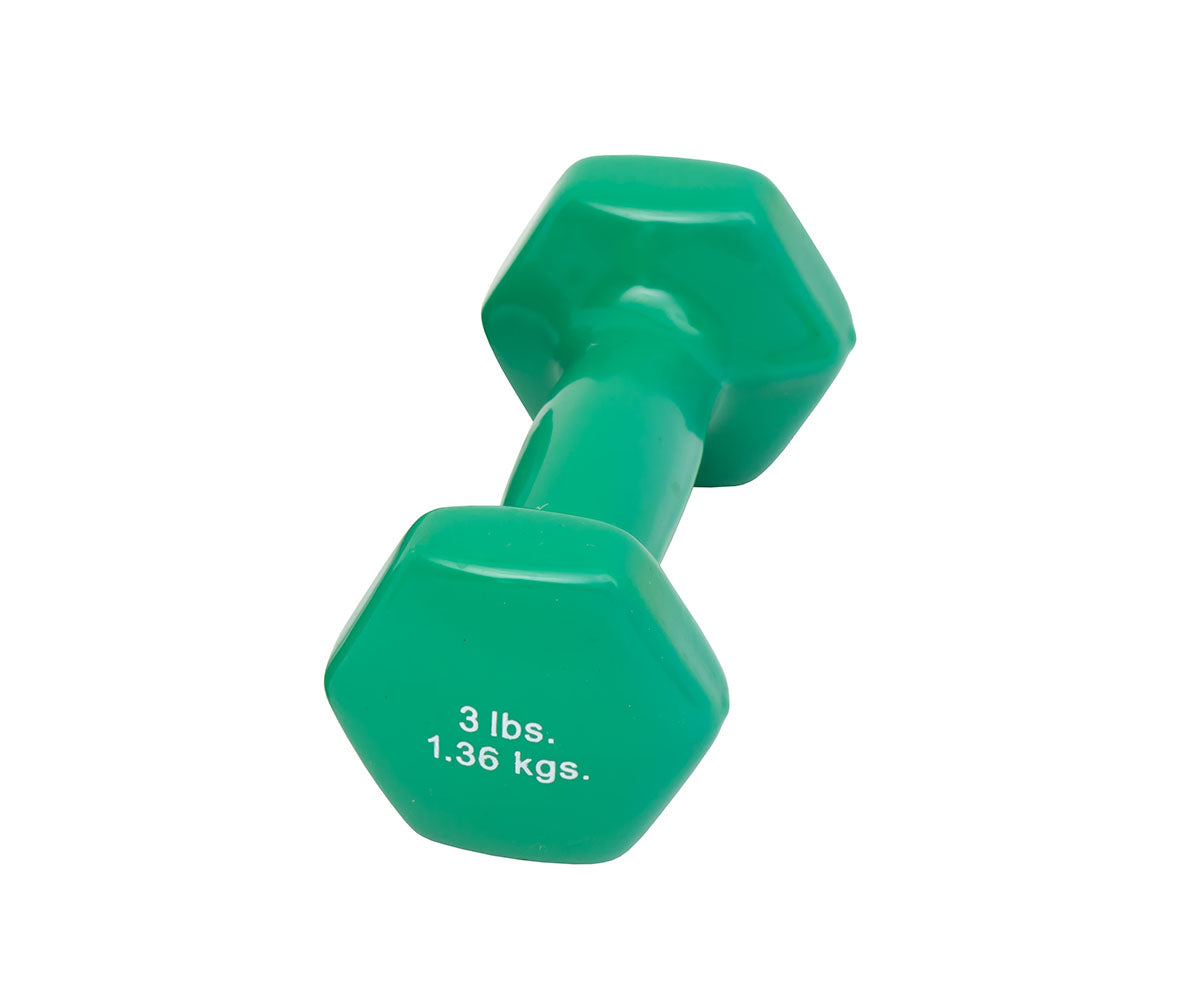CanDo vinyl coated dumbbell - 3 lb - Green, each