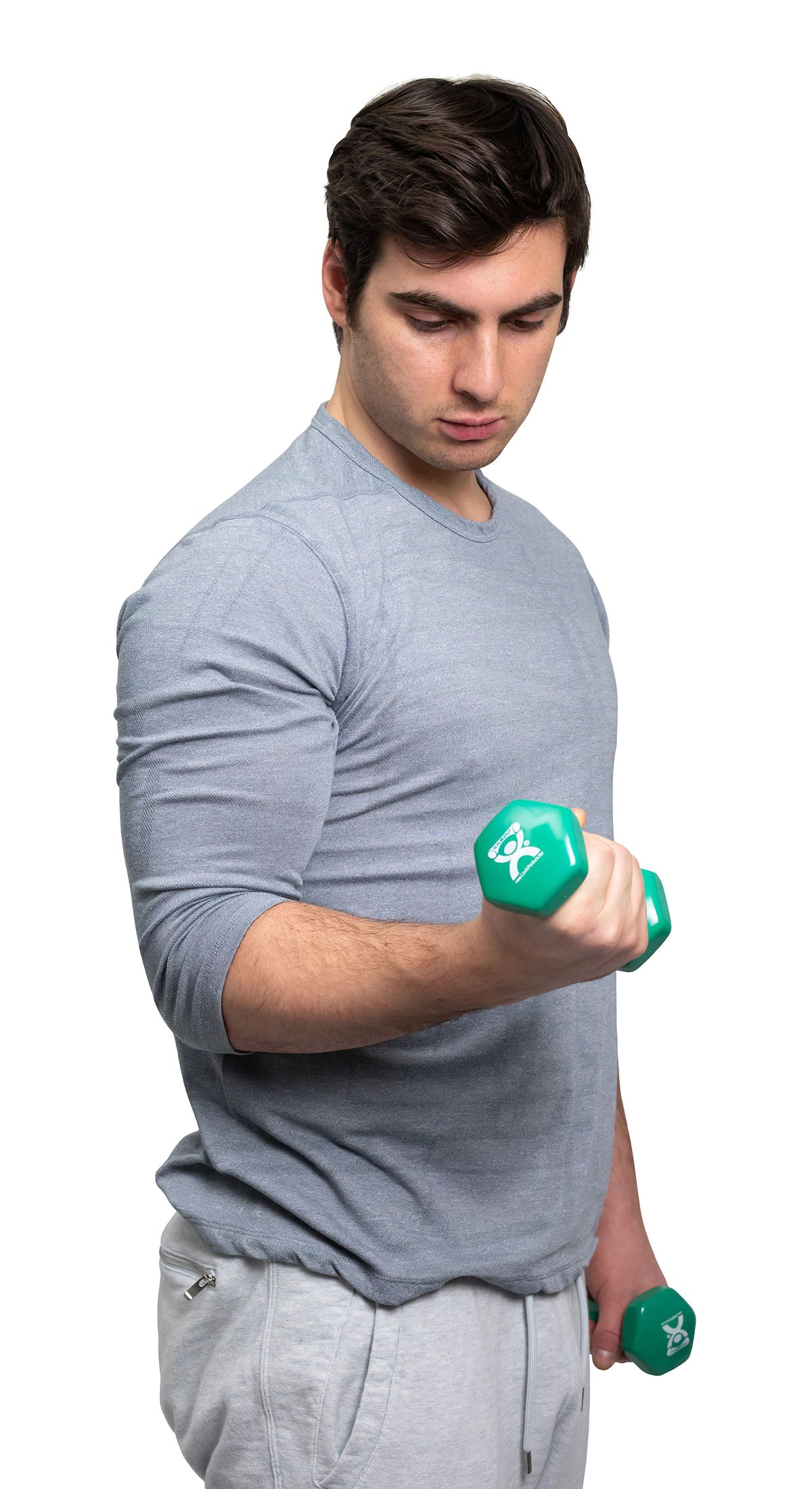 CanDo vinyl coated dumbbell - 3 lb - Green, each