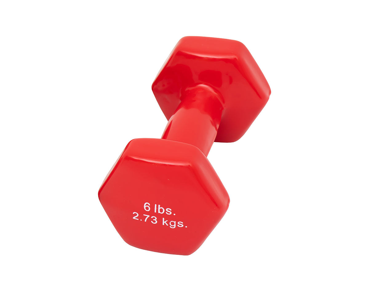 CanDo vinyl coated dumbbell - 6 lb - Red, each