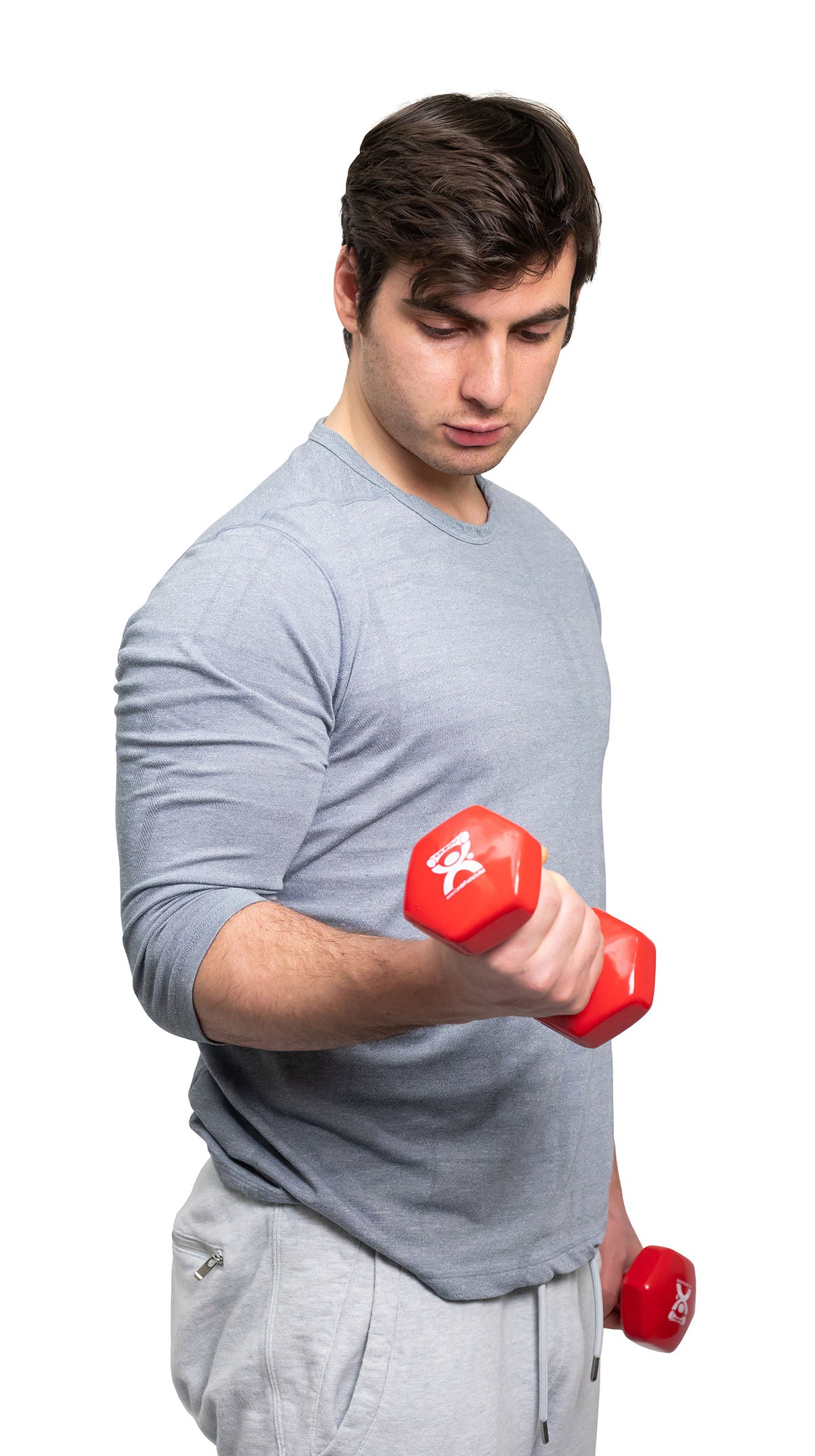 CanDo vinyl coated dumbbell - 6 lb - Red, each