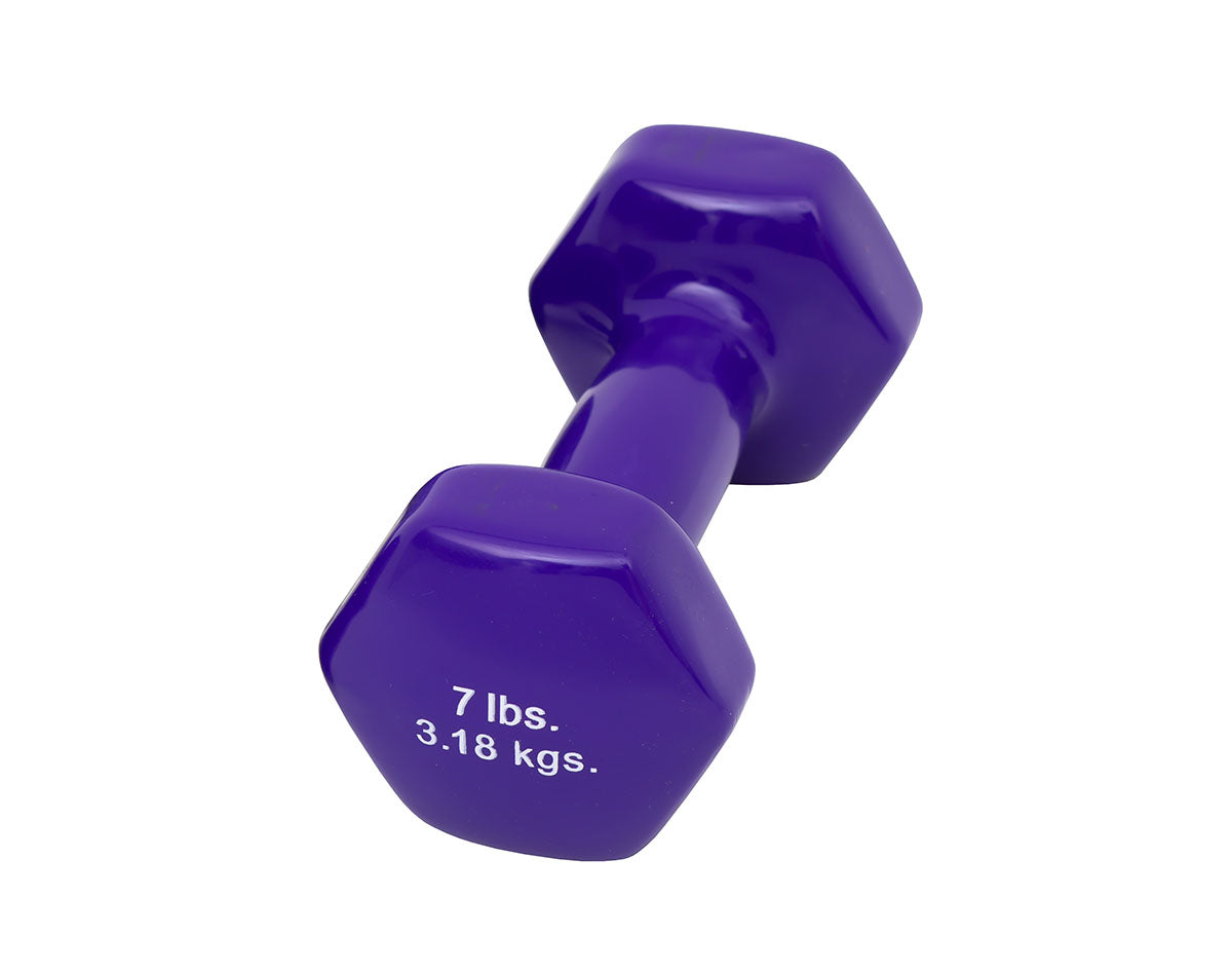 CanDo vinyl coated dumbbell - 7 lb - Purple, each