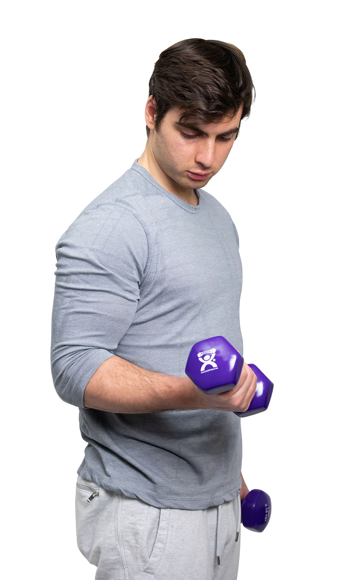 CanDo vinyl coated dumbbell - 7 lb - Purple, each