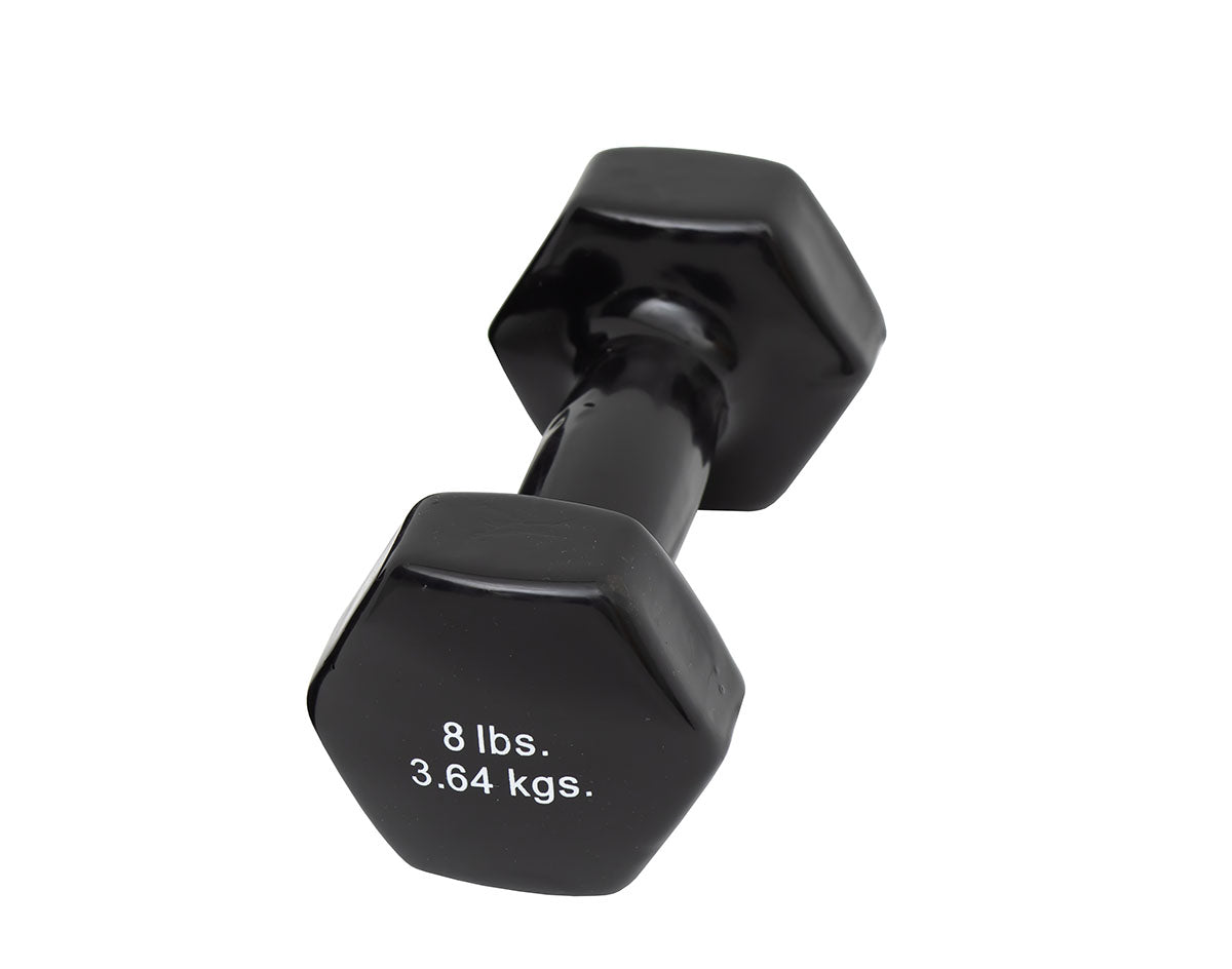 CanDo Vinyl Coated Dumbbell, Black (8 lb), Each