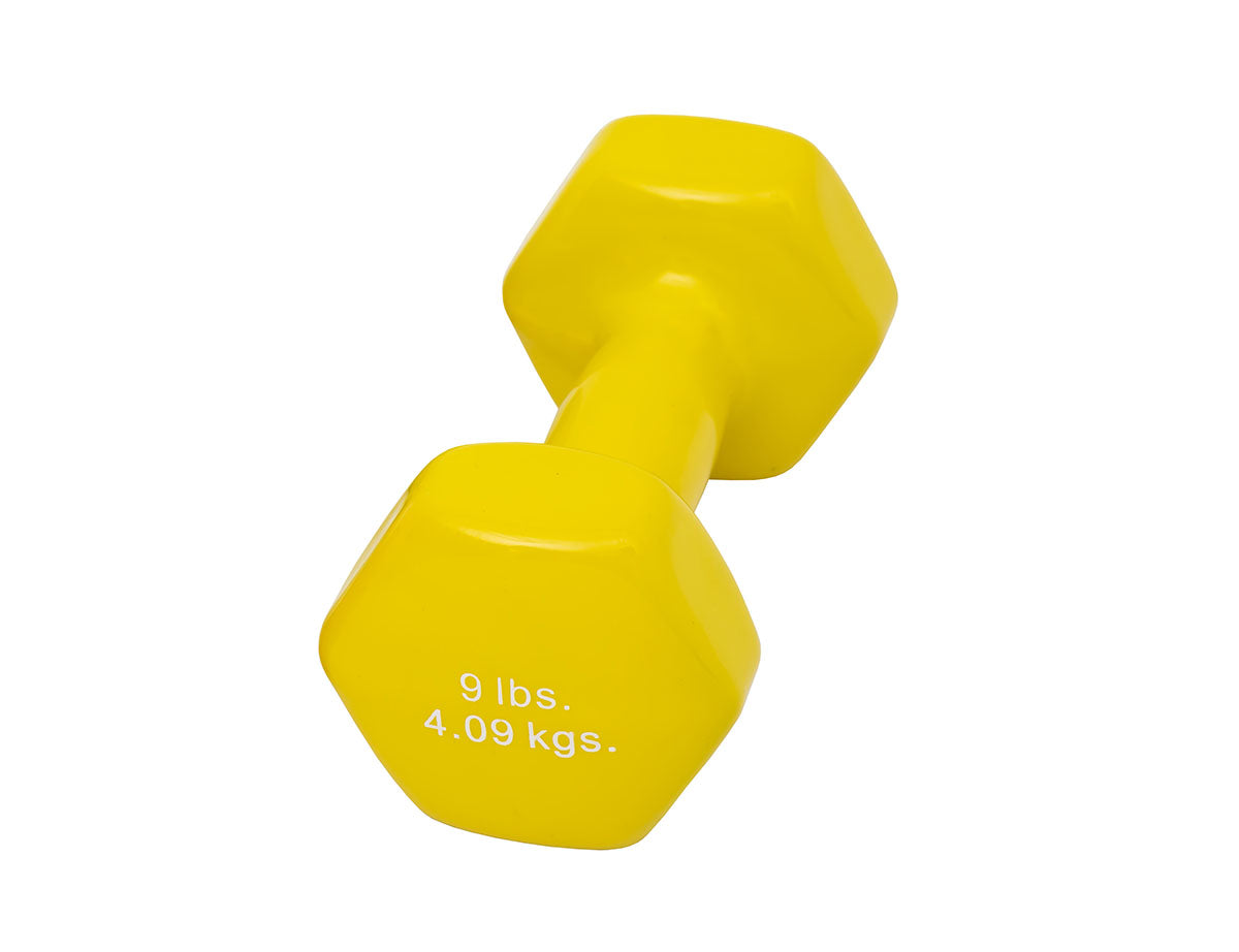 CanDo Vinyl Coated Dumbbell, Yellow (9 lb), Each