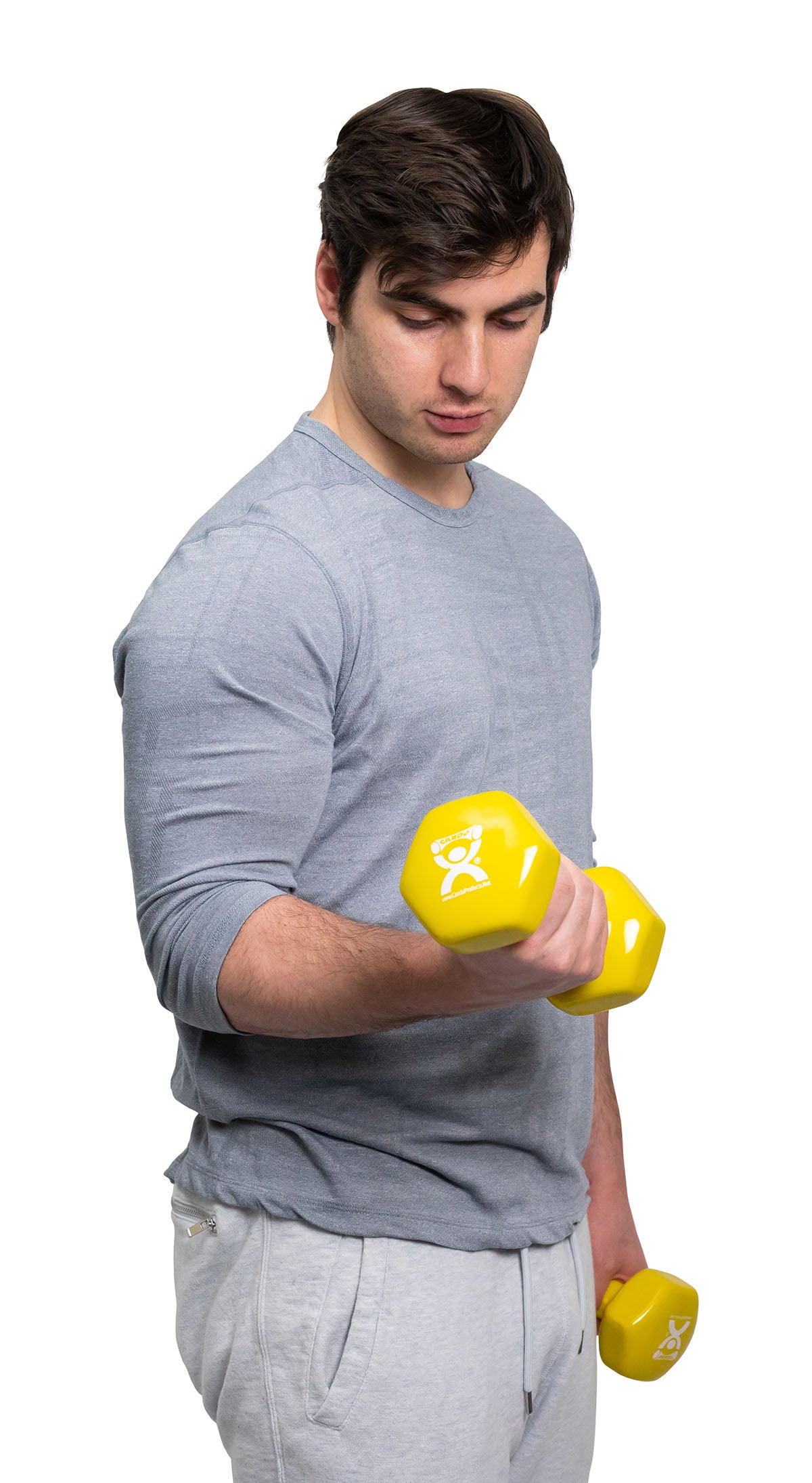 CanDo vinyl coated dumbbell - 9 lb - Yellow, each