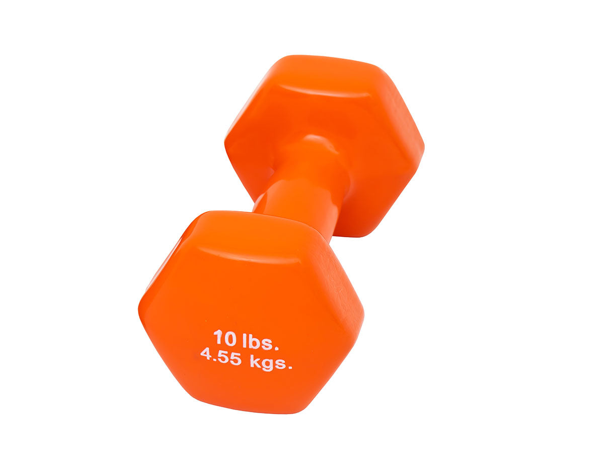 CanDo vinyl coated dumbbell - 10 lb - Orange, each