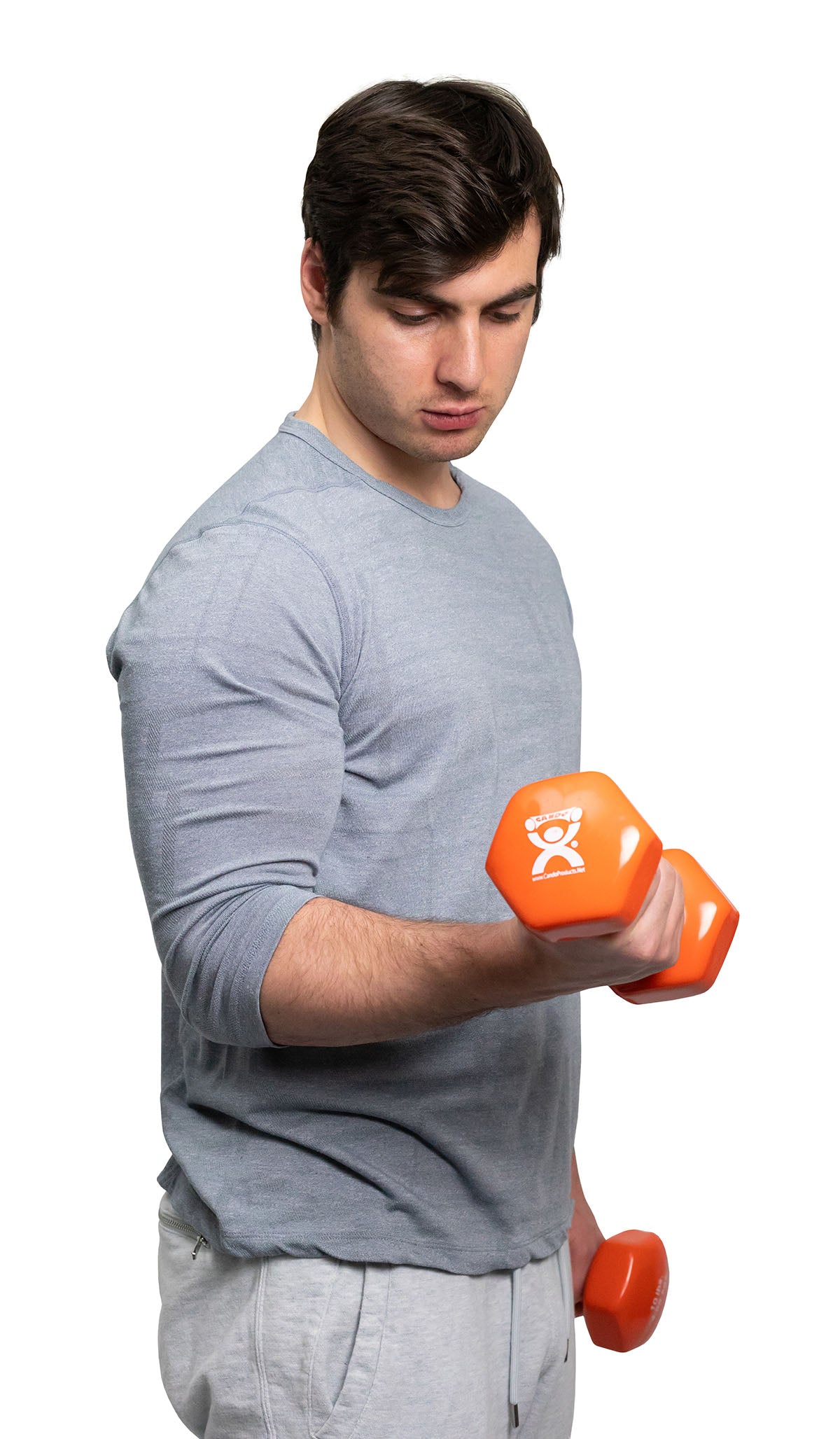 CanDo Vinyl Coated Dumbbell, Orange (10 lb), Pair