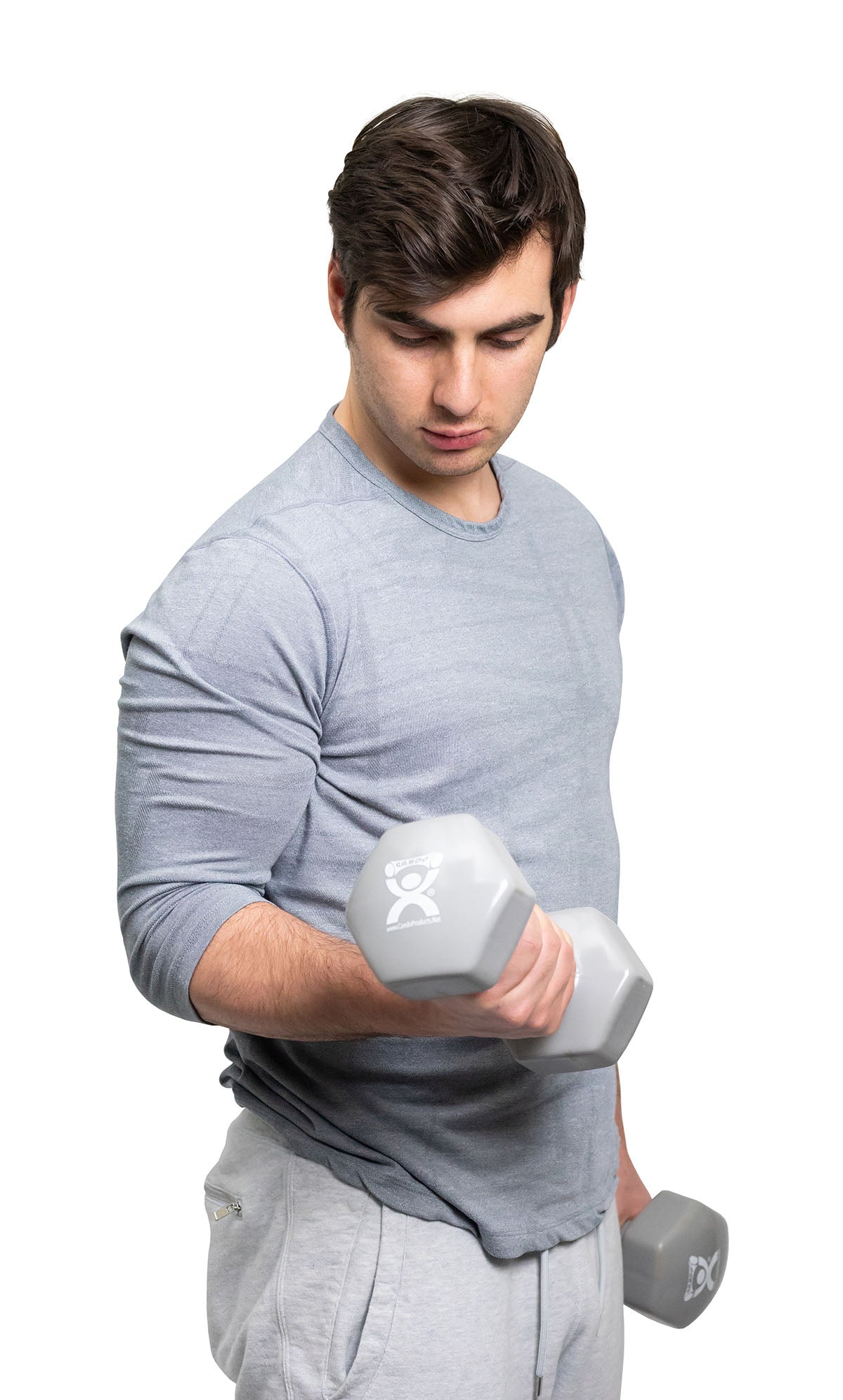 CanDo Vinyl Coated Dumbbell, Silver (15 lb), Pair
