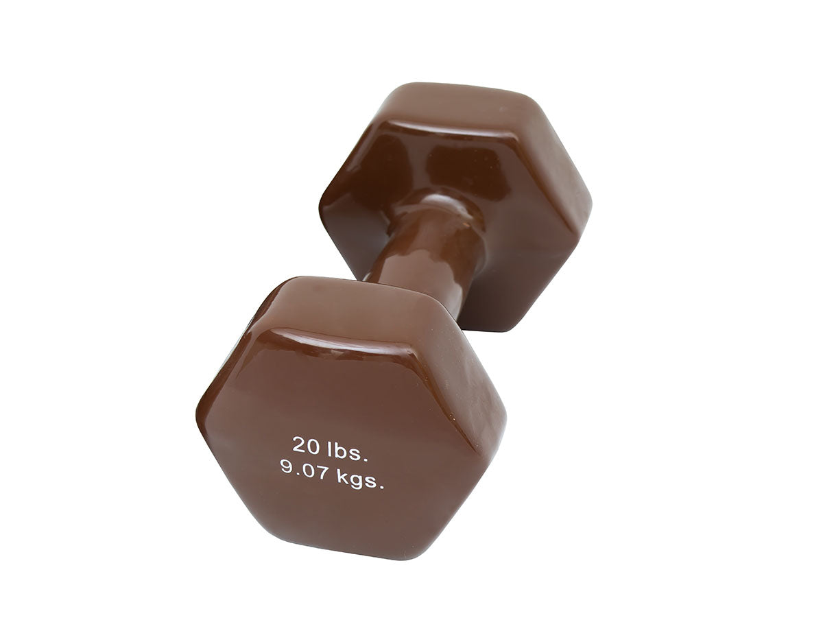 CanDo vinyl coated dumbbell - 20 lb - Brown, each