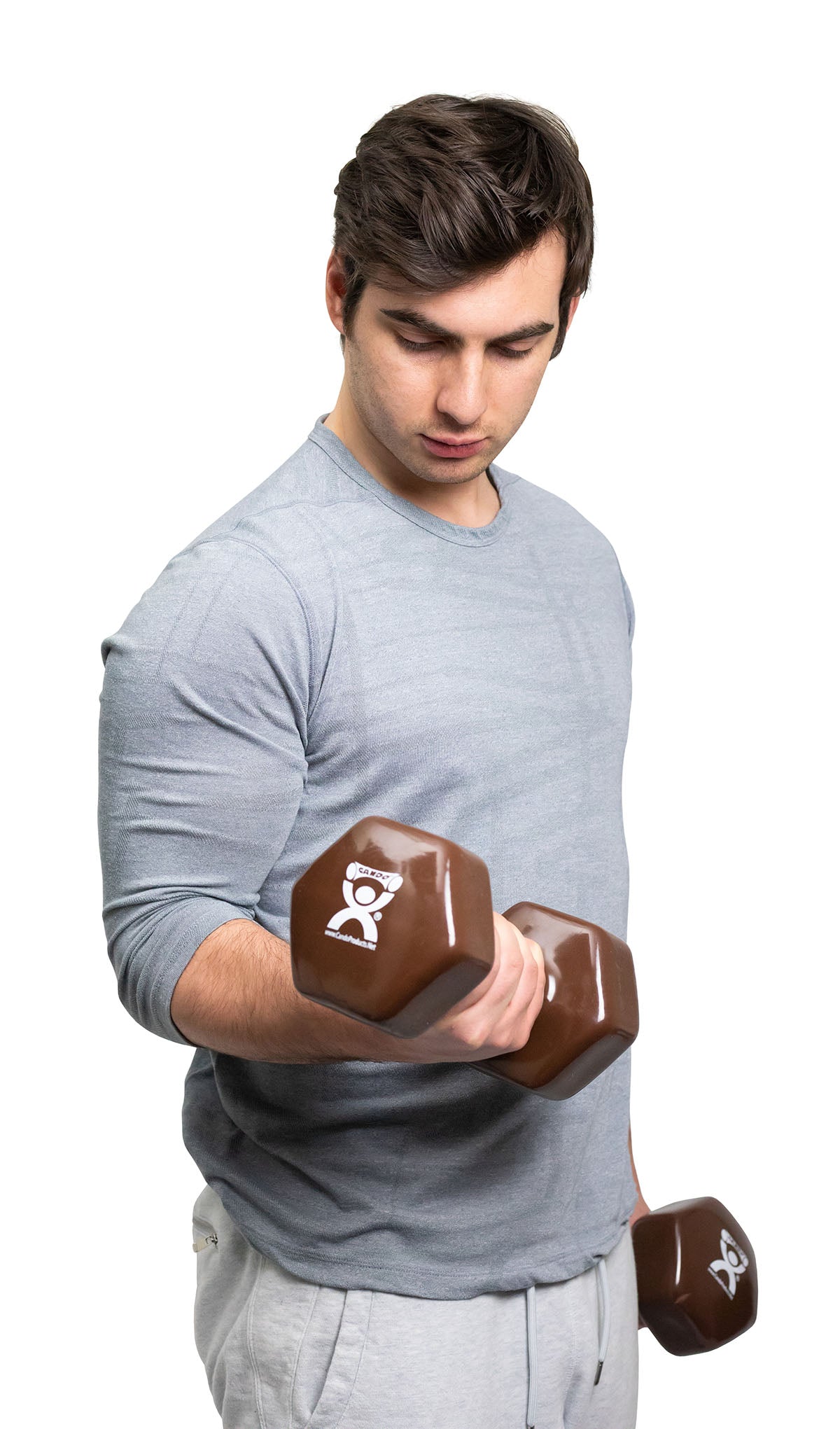 CanDo Vinyl Coated Dumbbell, Brown (20 lb), Pair