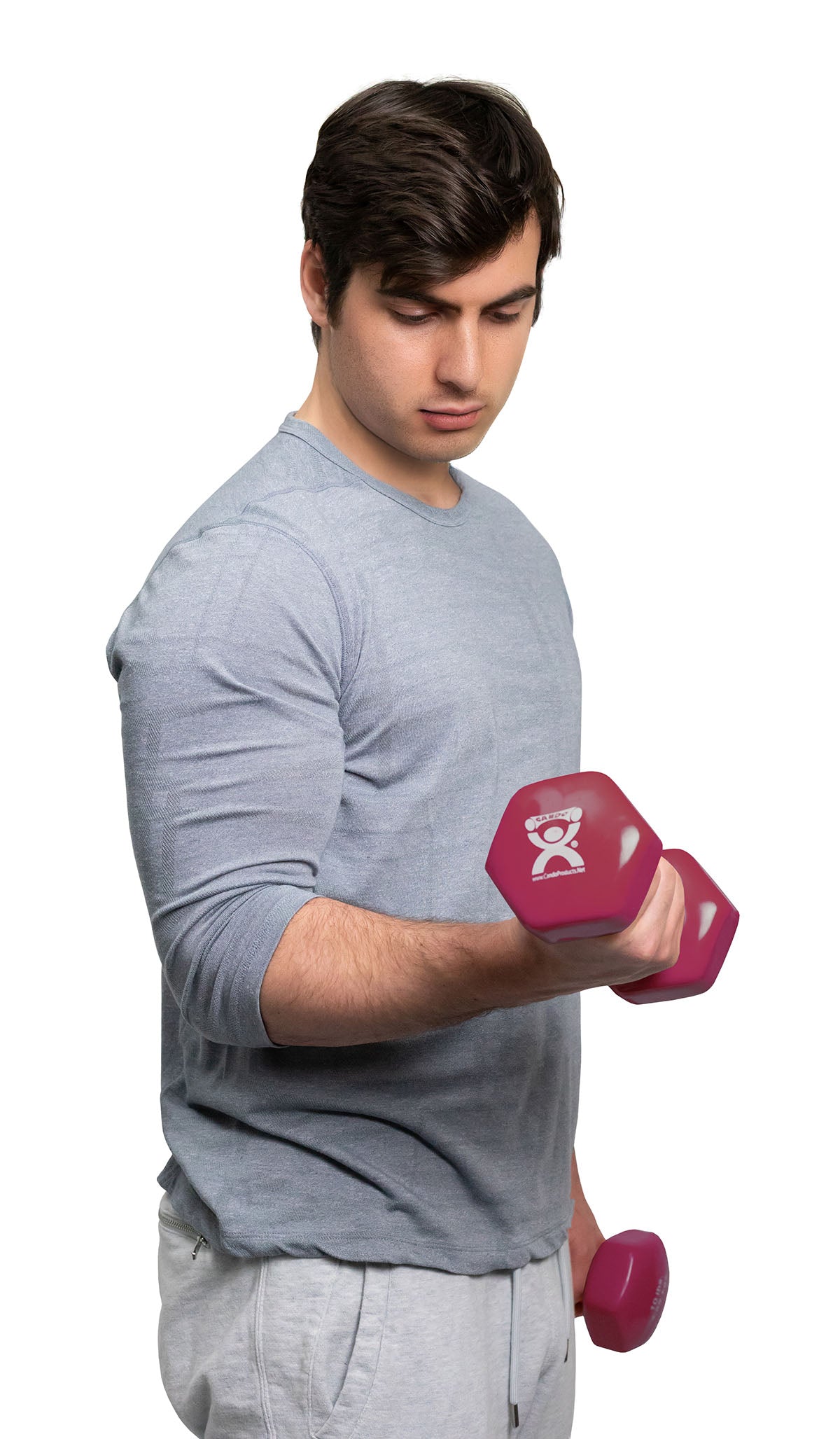 CanDo Vinyl Coated Dumbbell, Maroon (12 lb), Pair