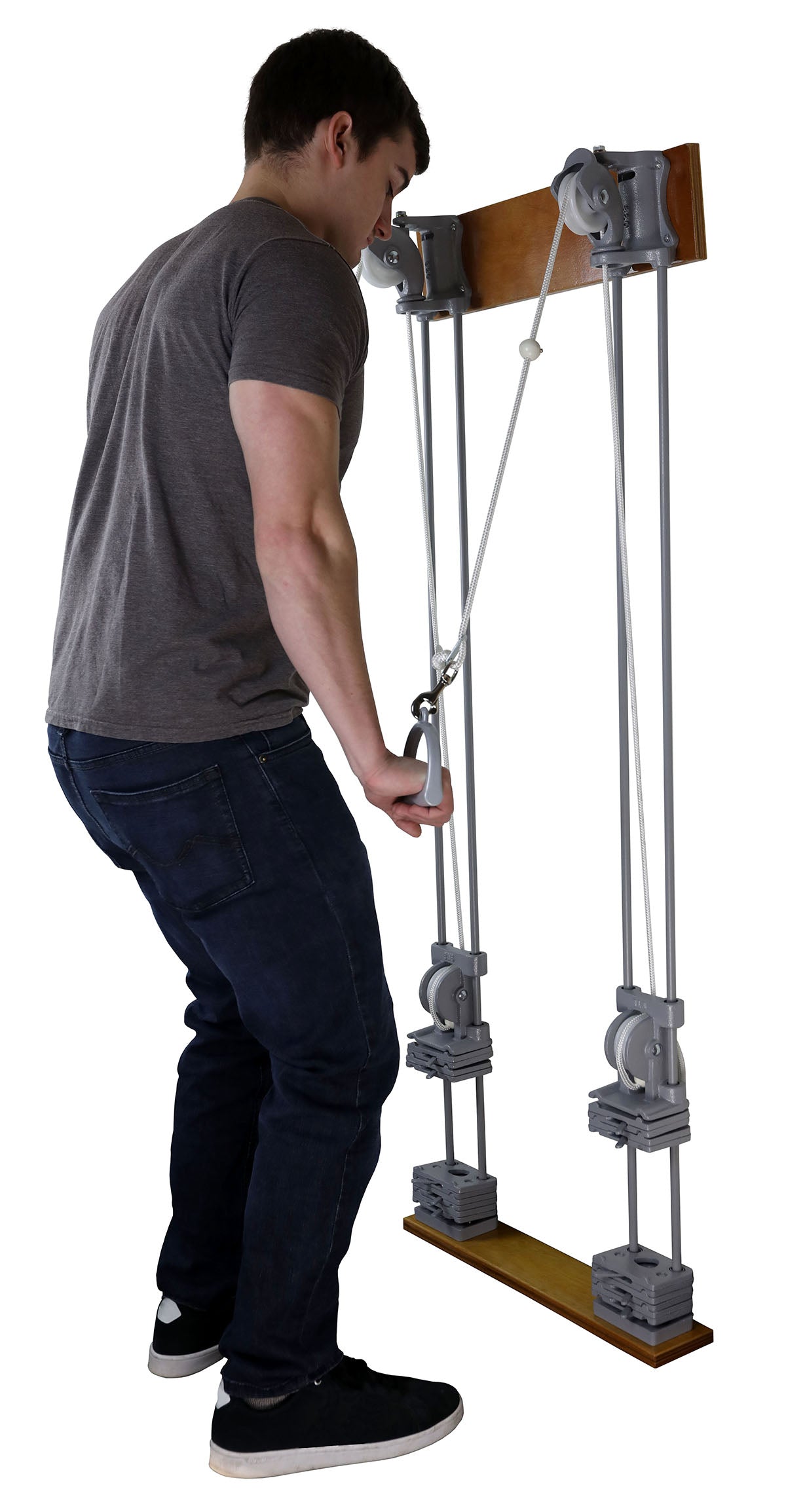 Chest Weight Pulley System - Single handle (mid) - two towers - 10 x 2.2 lb weights