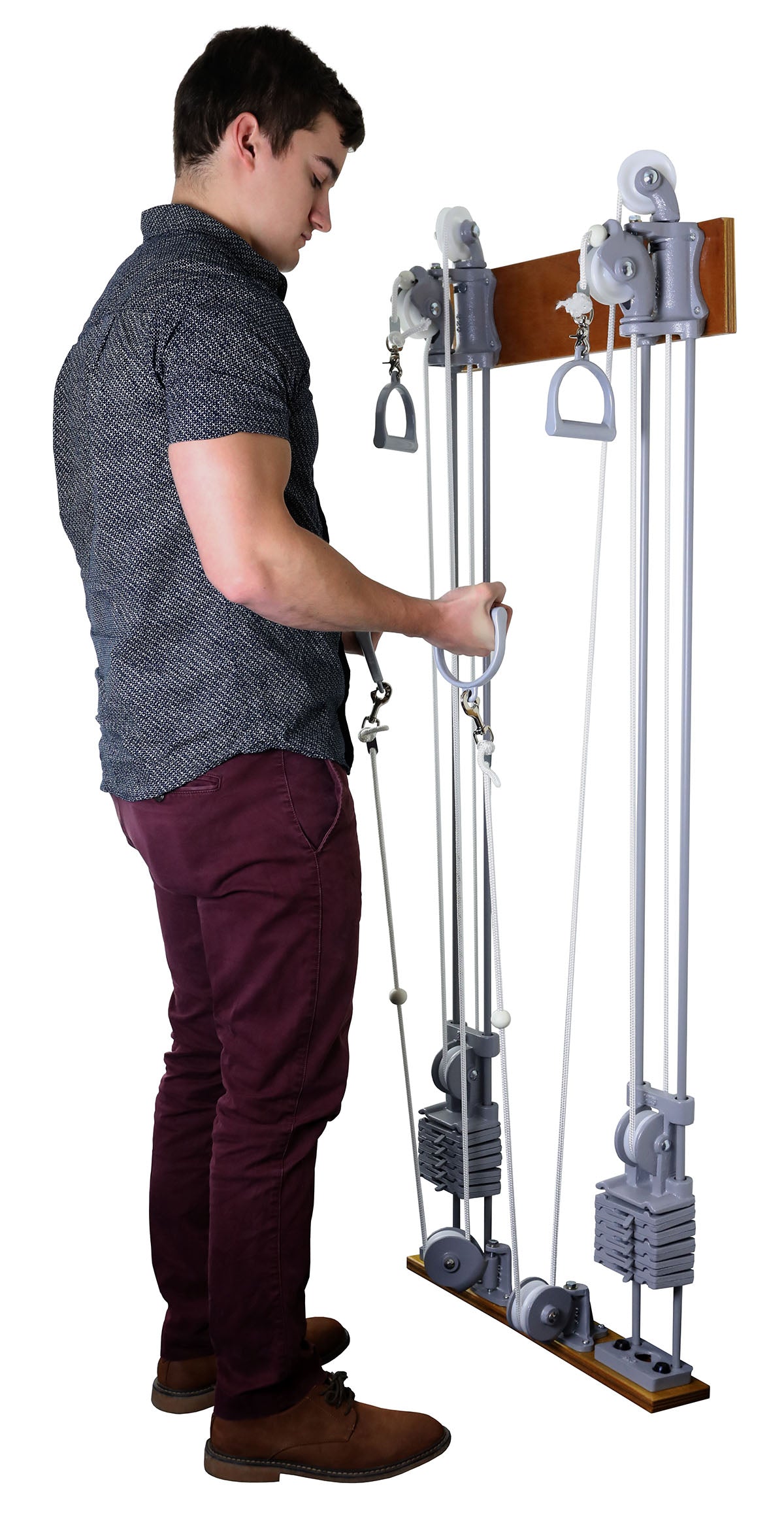 Chest Weight Pulley System - Dual handle (lower, mid) - two towers - 10 x 2.2 lb weights