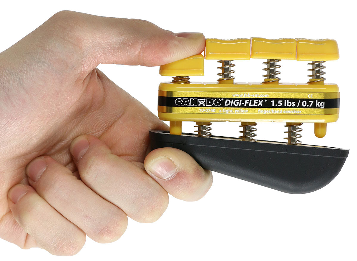 CanDo Digi-Flex hand exerciser - set of 5 (yellow, red, green, blue, black), no rack