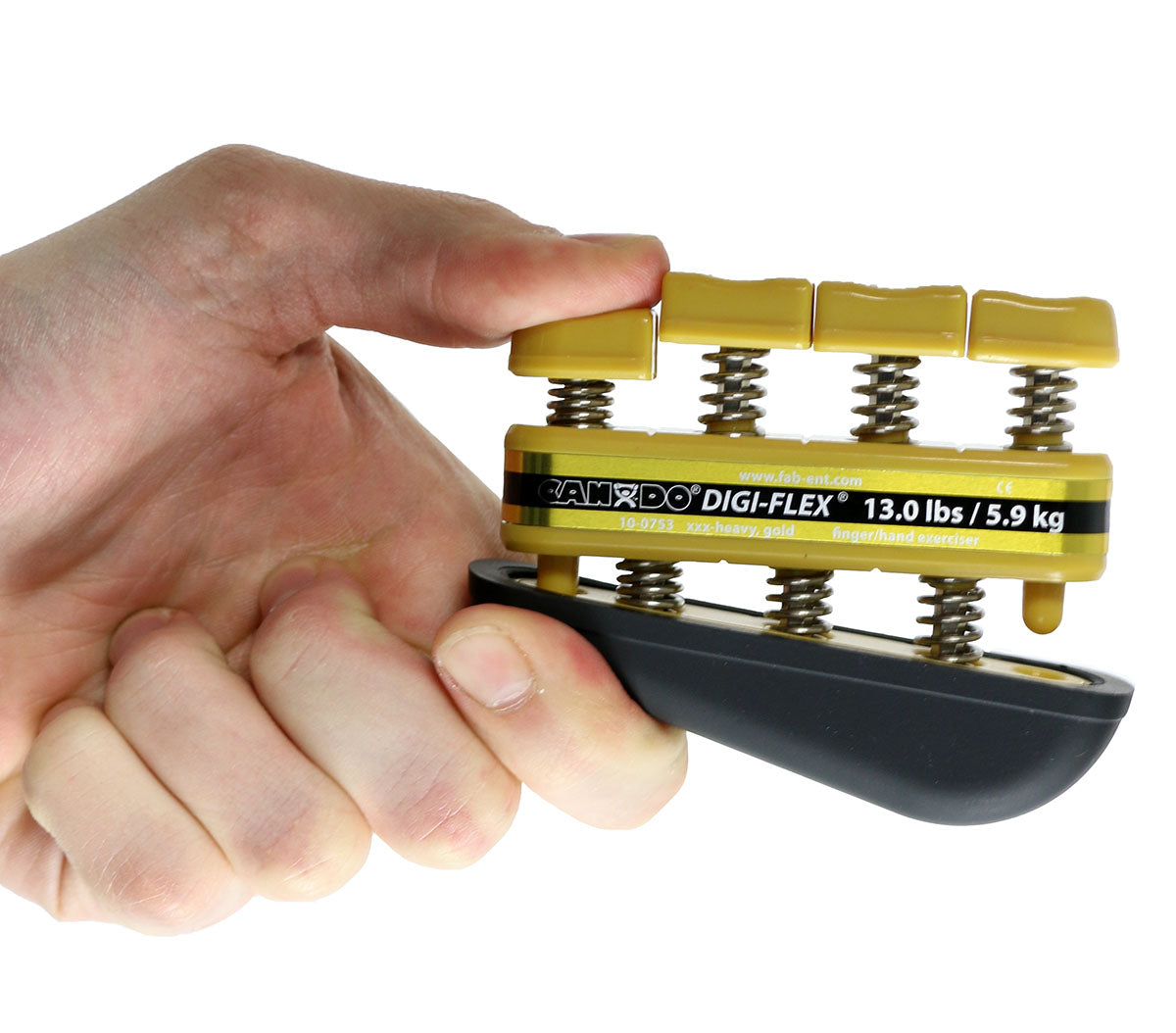 CanDo Digi-Flex hand exerciser - Gold, xxx-heavy - Finger (13.0 lb) / hand (45.0 lb)