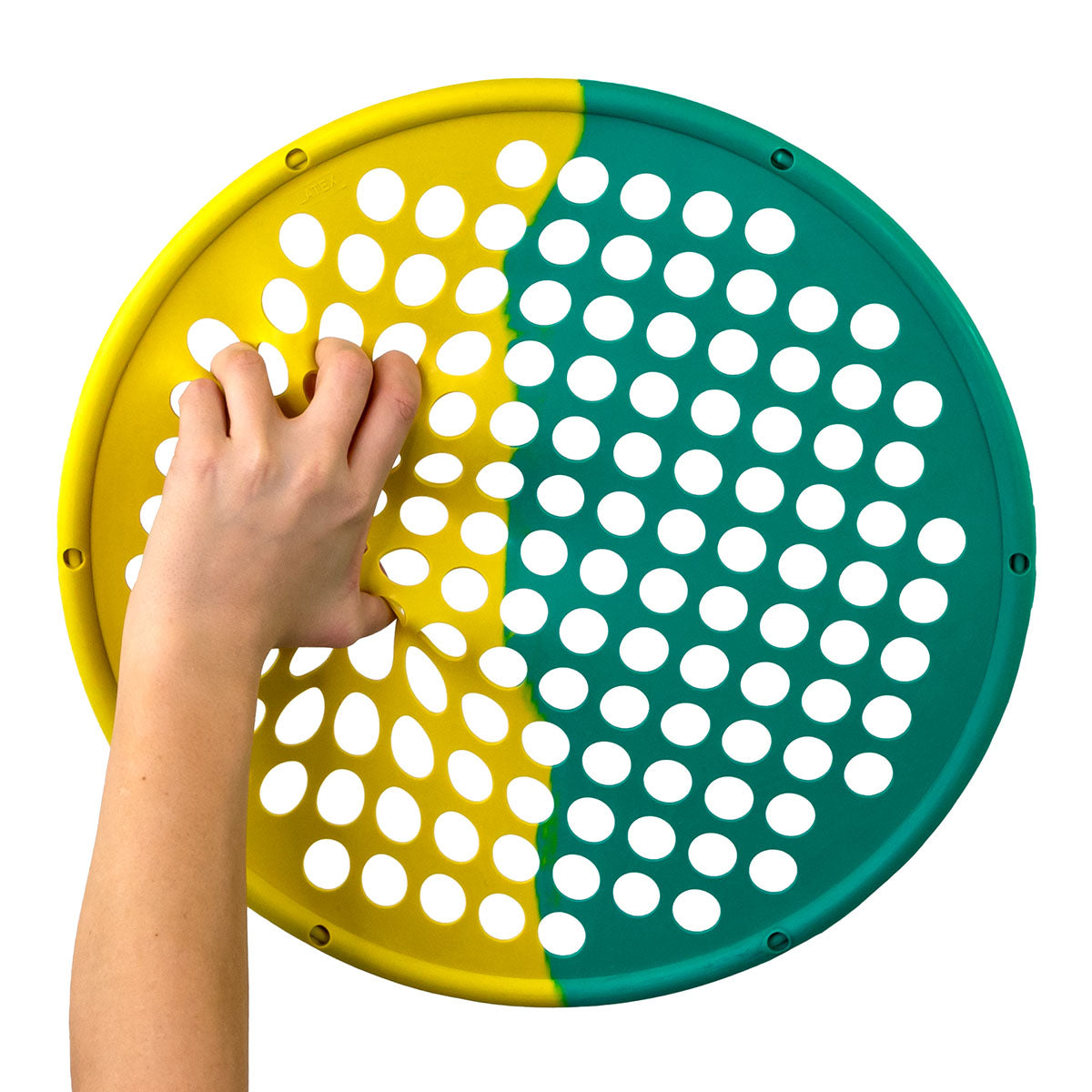 CanDo Hand Exercise Web - Low Powder - 14" Diameter - multi-resistance, Yellow/Green