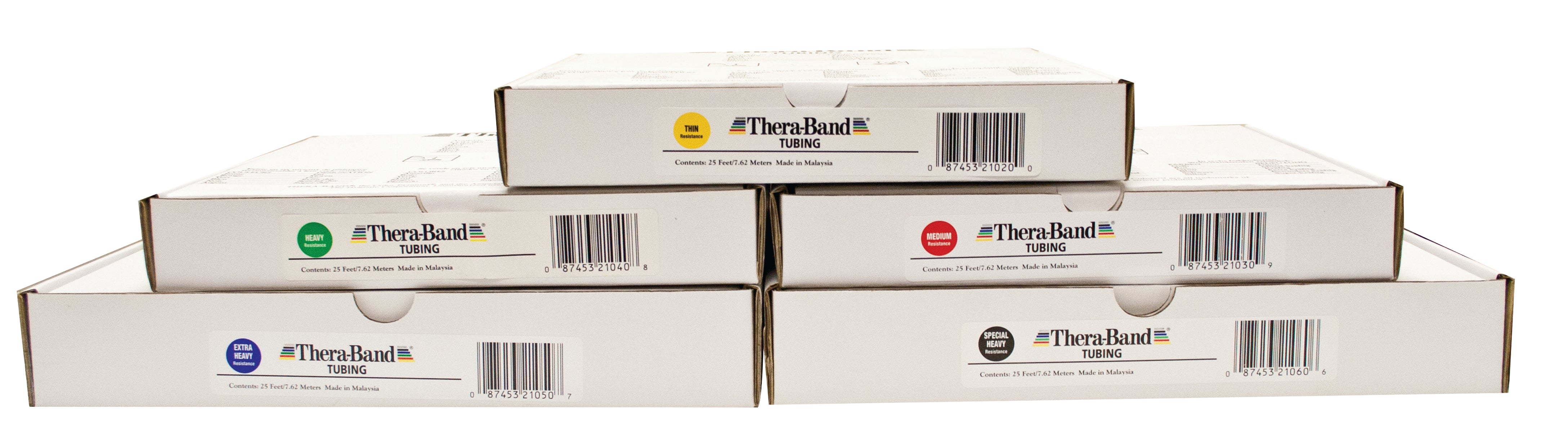 TheraBand exercise tubing - 25' roll - set of 5 (yellow through black)