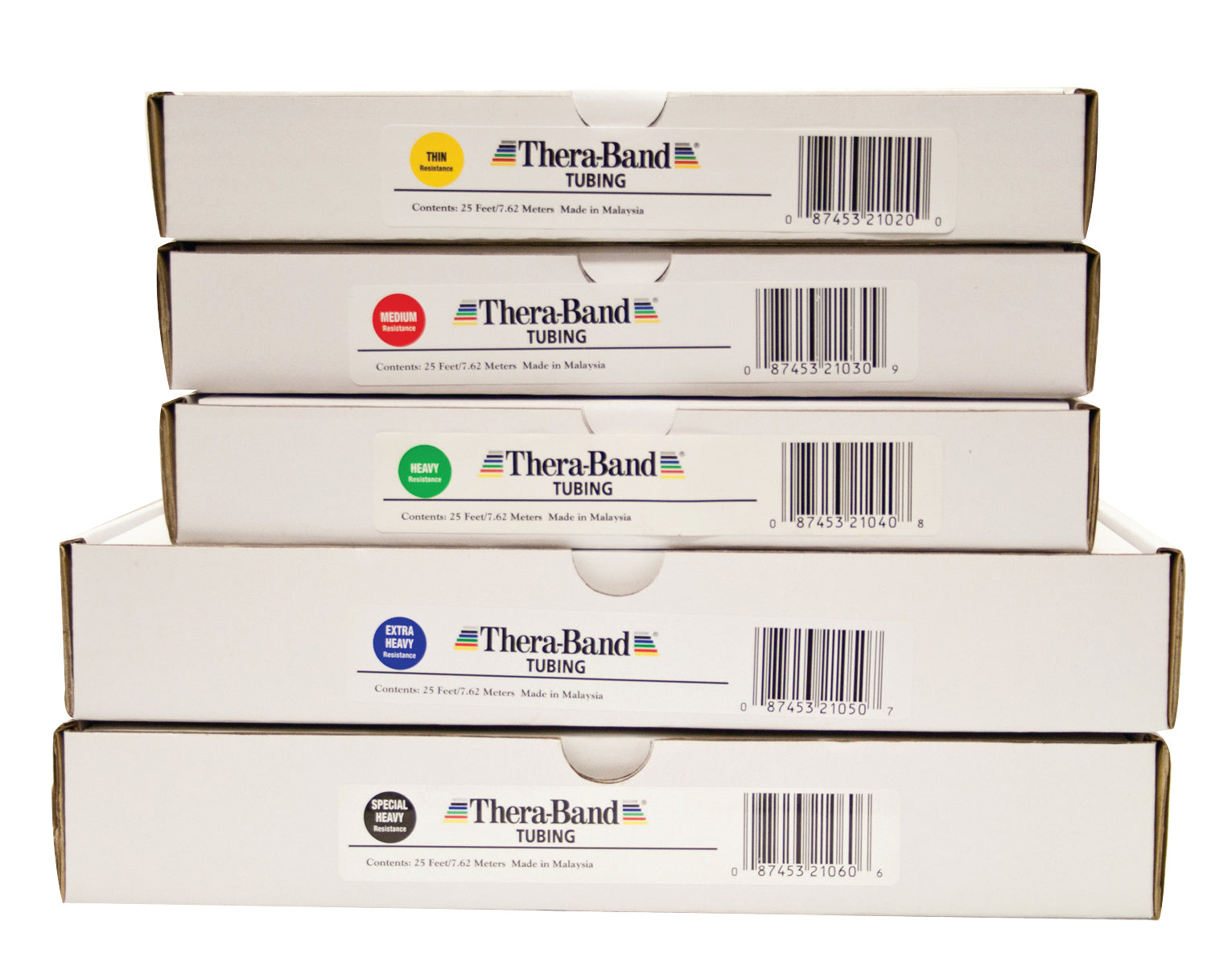 TheraBand exercise tubing - 25' roll - set of 5 (yellow through black)