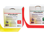 TheraBand exercise band - Twin-Pak 100 yard roll - 5 pc Set with Dispens-a-Band rack (1 each: yellow, red, green, blue, black)