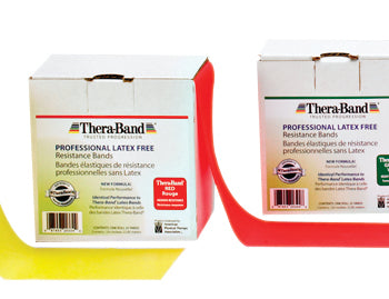 TheraBand exercise band - Twin-Pak 100 yard roll - 5 pc Set with Dispens-a-Band rack (1 each: yellow, red, green, blue, black)