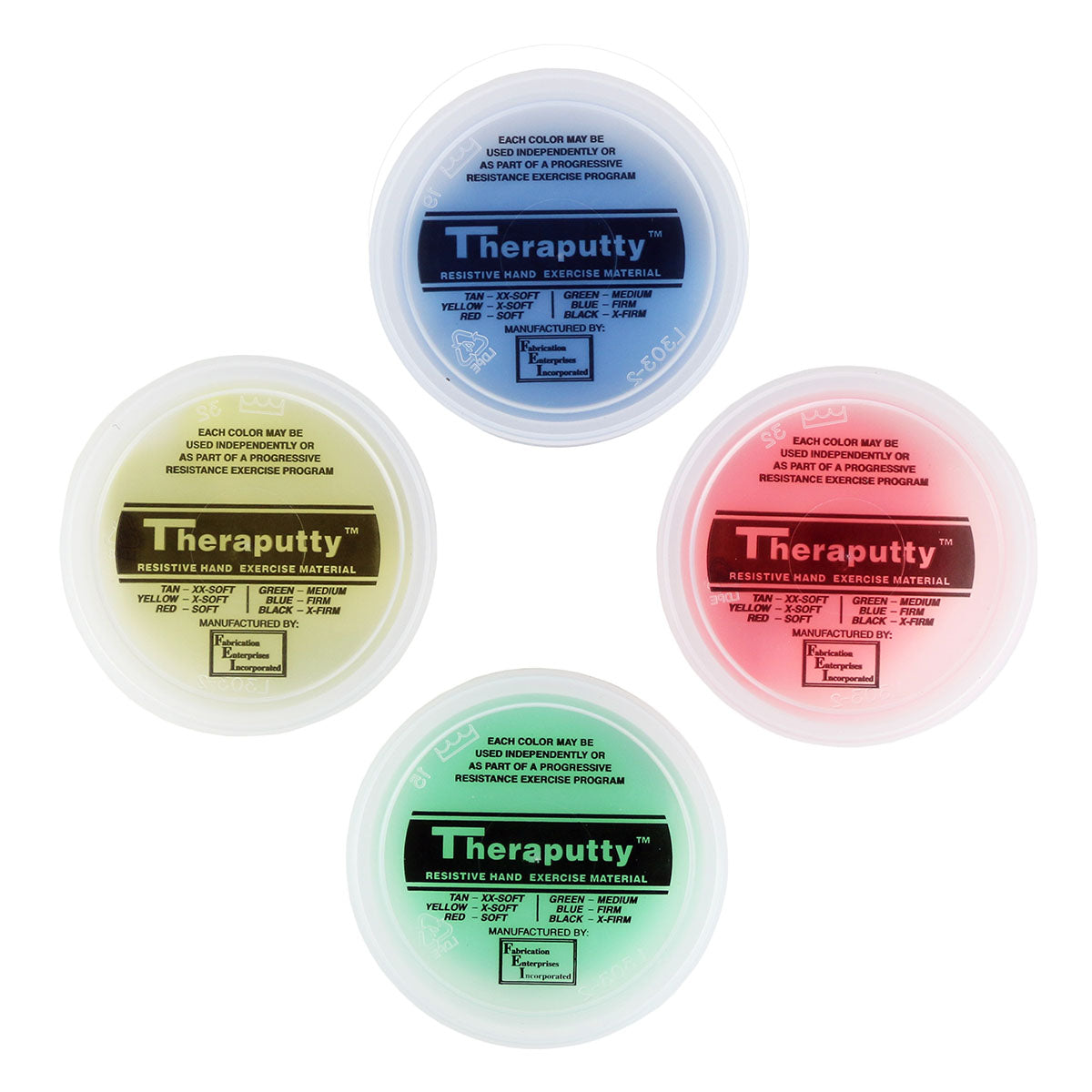 CanDo Theraputty Exercise Material - 2 oz - 4-piece set (yellow-blue)