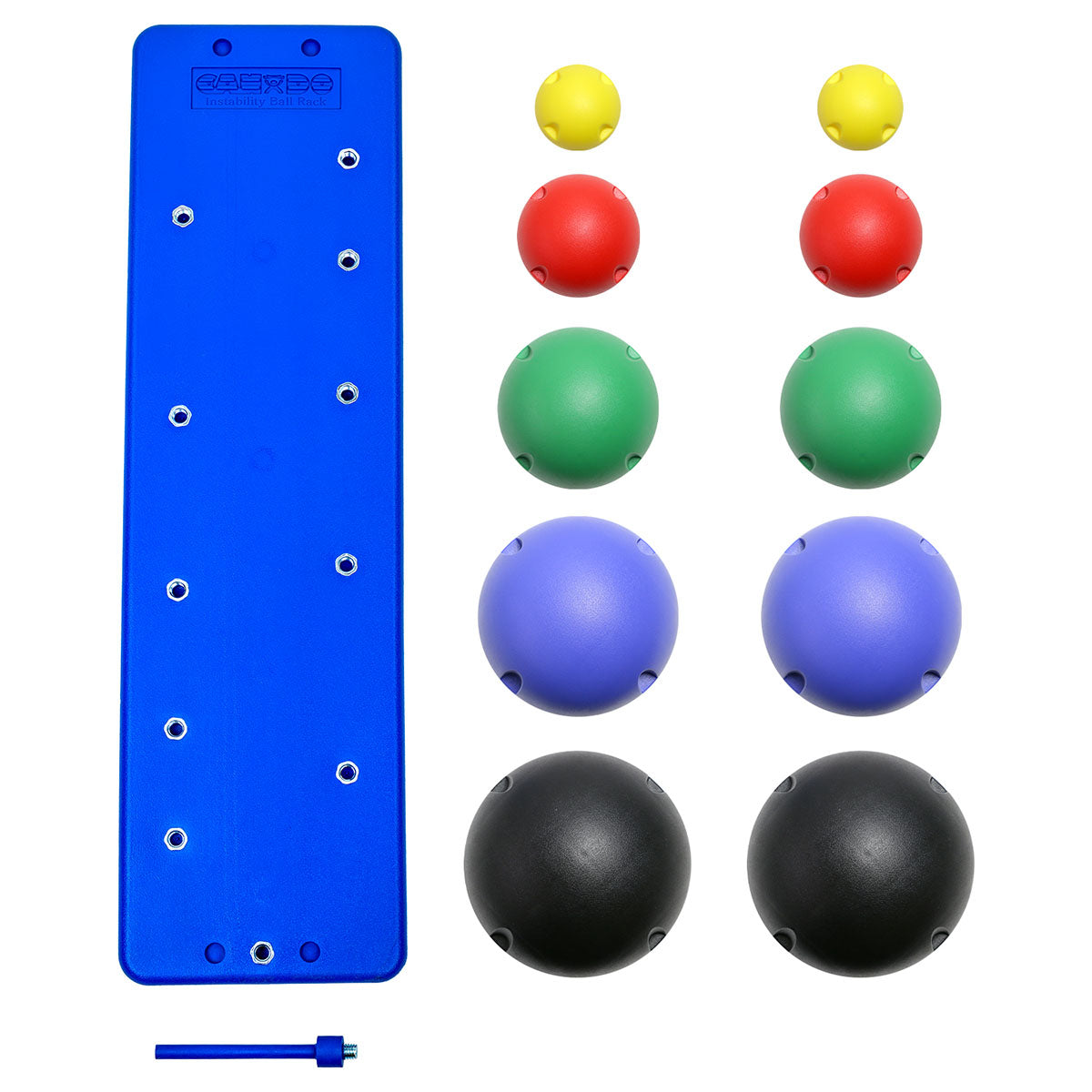 CanDo MVP Balance System, 10-Ball Set with Wall Rack (2 each: yellow through black)