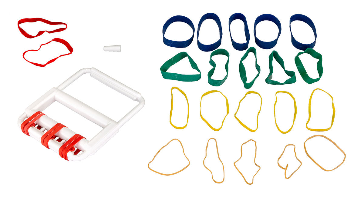CanDo rubber-band hand exerciser, with 25 bands (5 each: tan, yellow, red, green, blue), case of 10