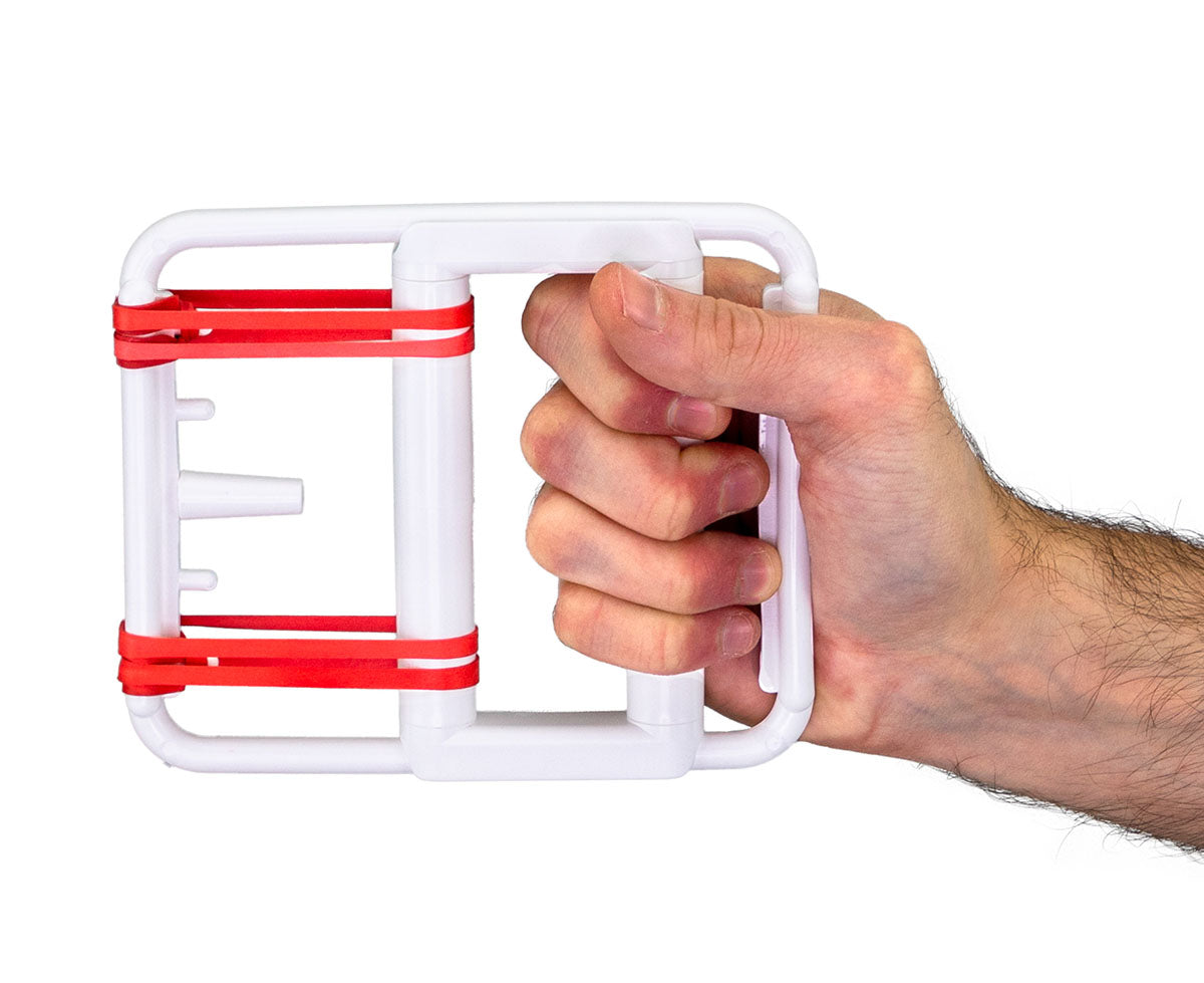 CanDo Latex Free rubber-band hand exerciser, with 25 bands (5 each: tan, yellow, red, green, blue), case of 10