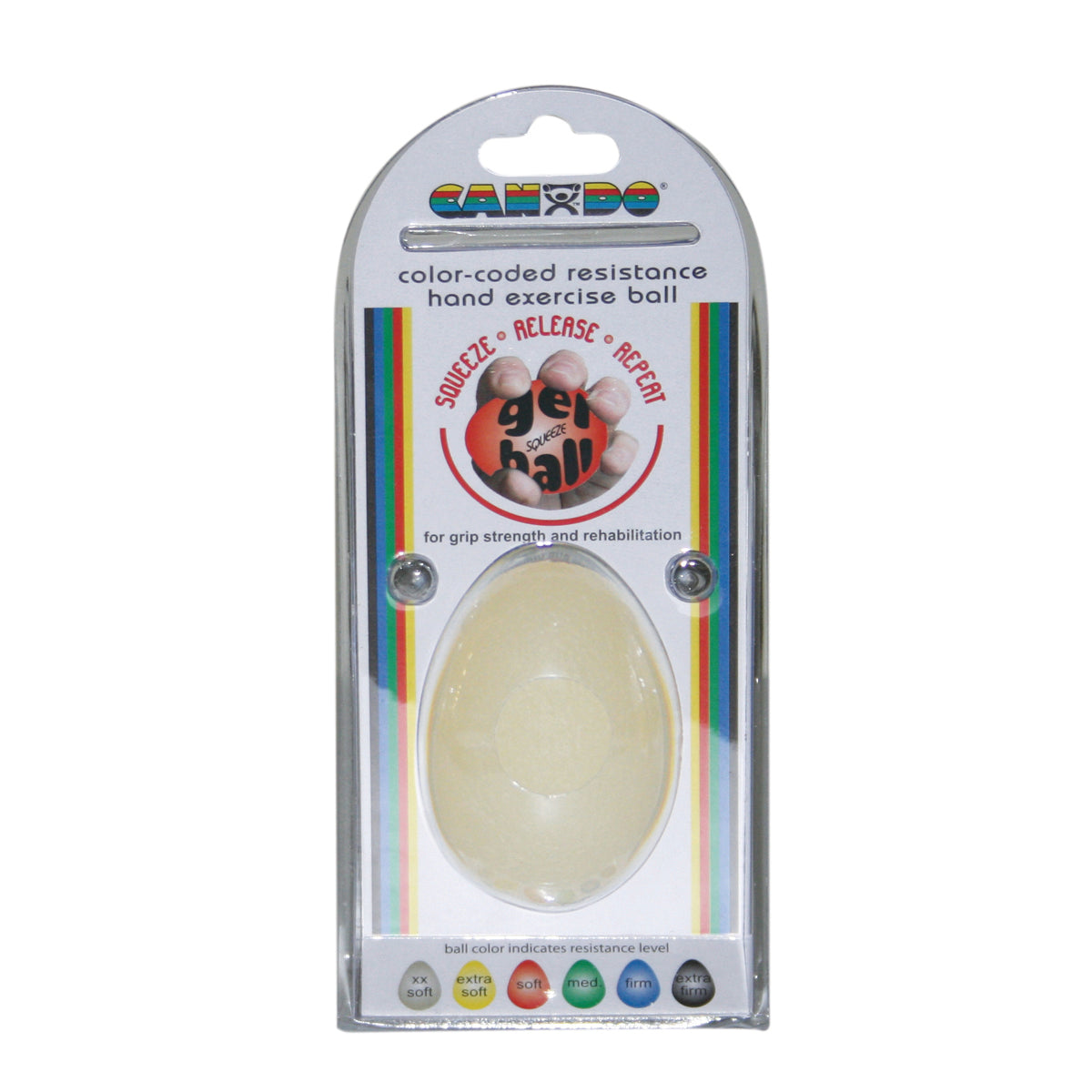 CanDo Gel Squeeze Ball, Large Cylindrical, Tan (XX-Light)