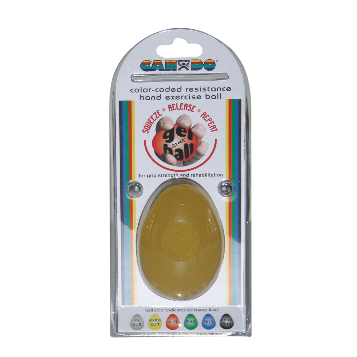 CanDo Gel Squeeze Ball, Large Cylindrical, Yellow (X-Light)
