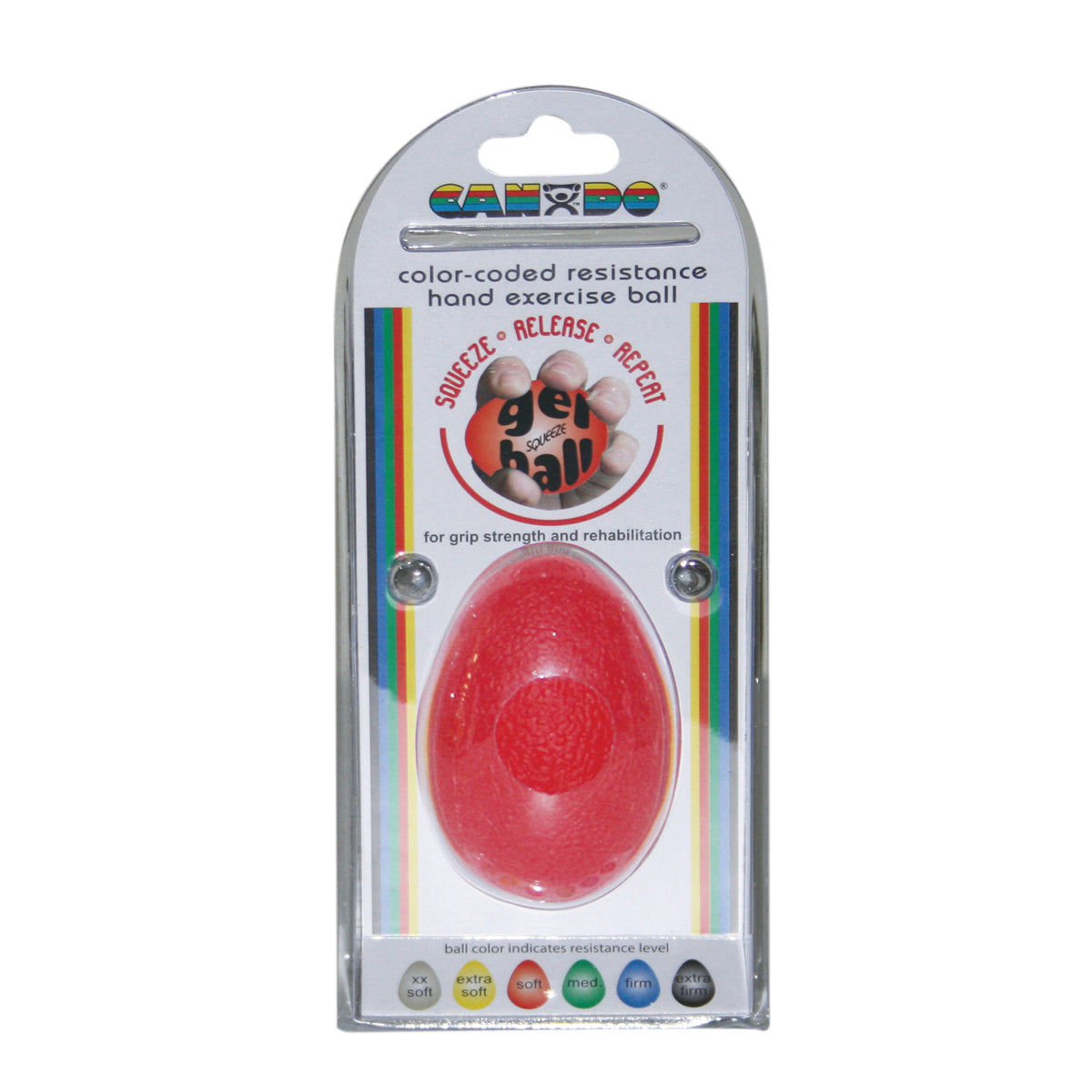 CanDo Gel Squeeze Ball, Large Cylindrical, Red (Light)