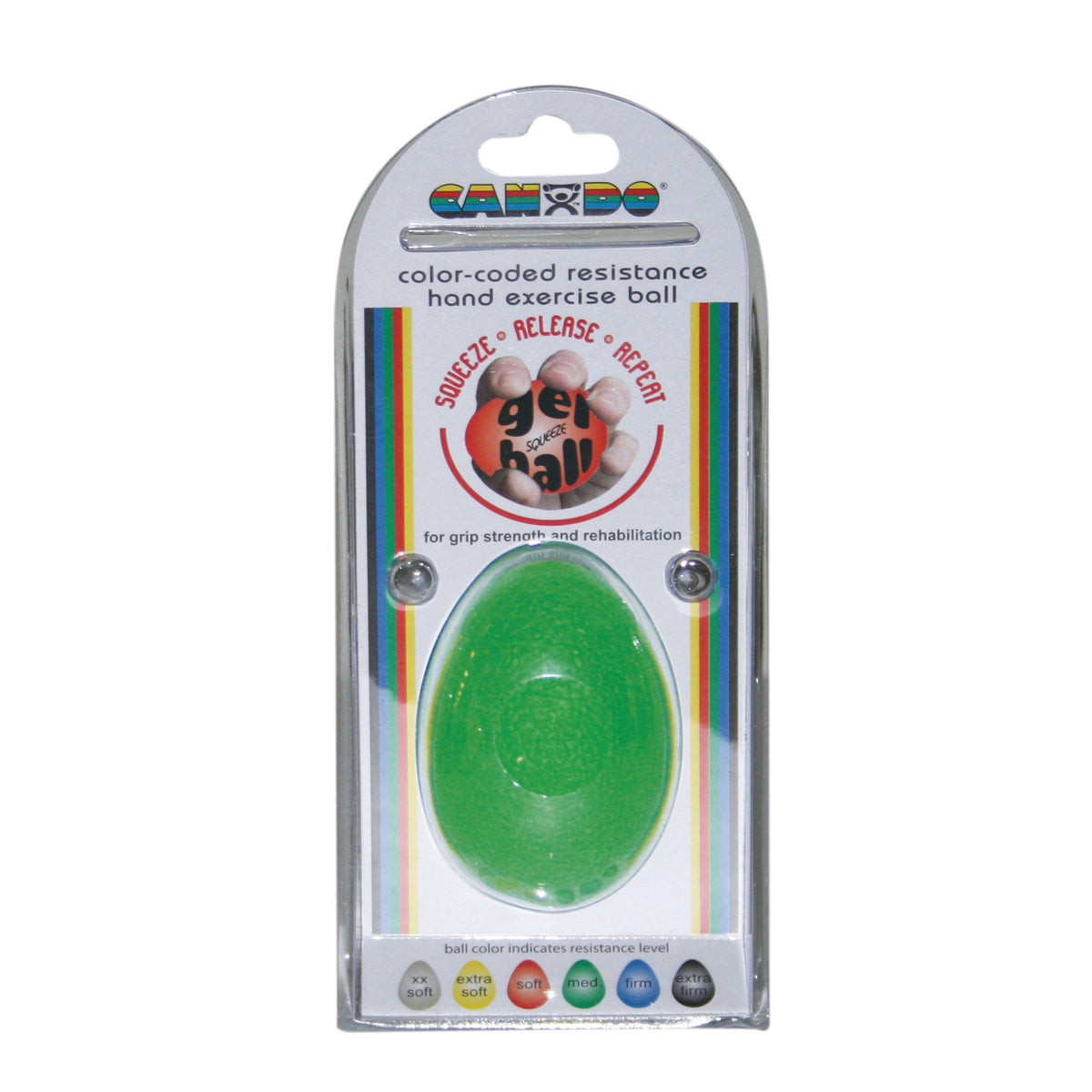 CanDo Gel Squeeze Ball, Large Cylindrical, Green (Medium)