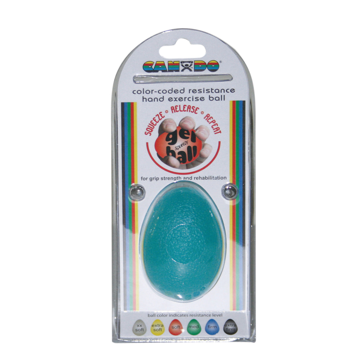 CanDo Gel Squeeze Ball, Large Cylindrical, Blue (Heavy)