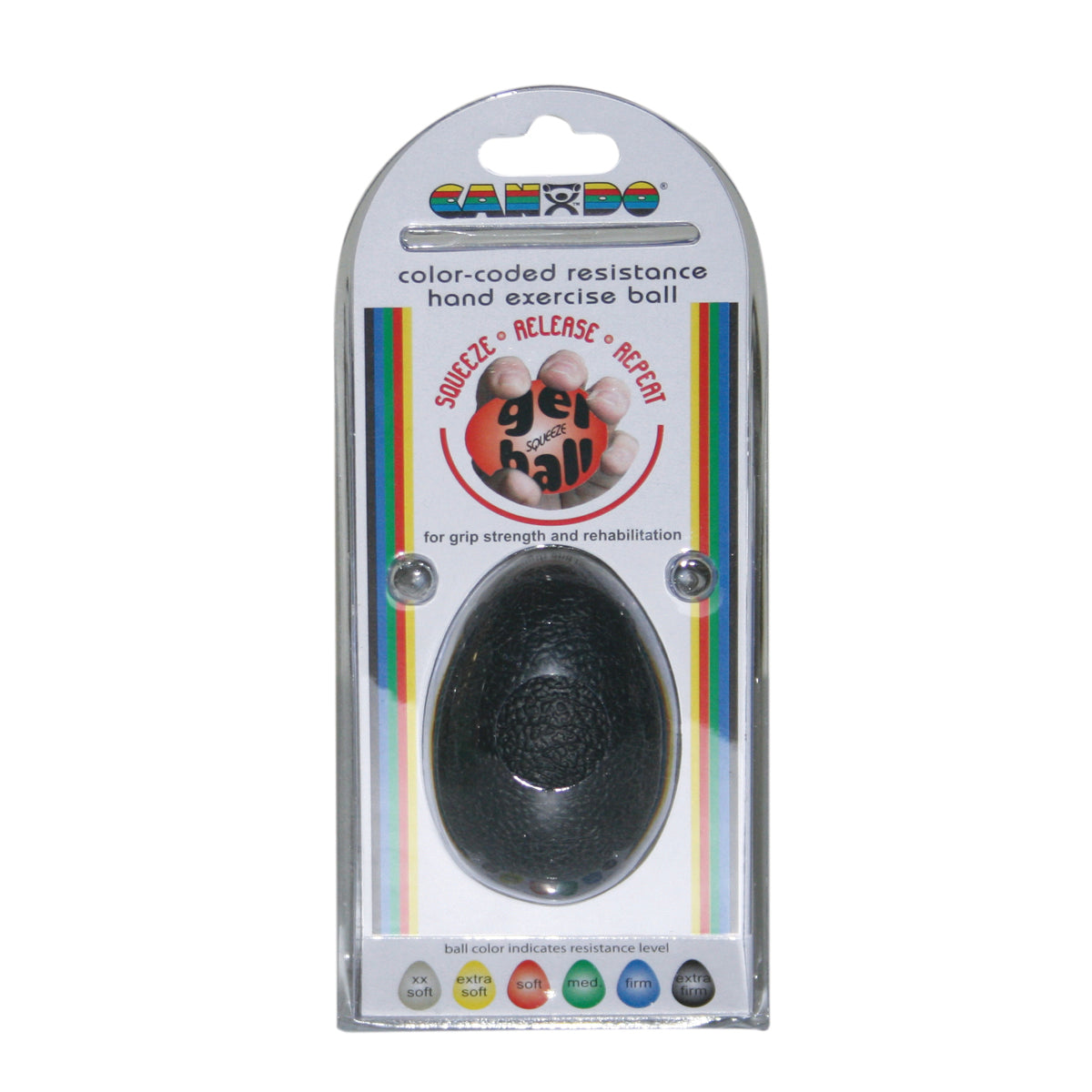 CanDo Gel Squeeze Ball, Large Cylindrical, Black (X-Heavy)